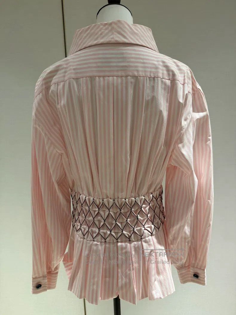Chanel Chanel 19c Cruise Series Pink Striped Waisted Shirt Size XS / US 0-2 / IT 36-38 - 2 Thumbnail