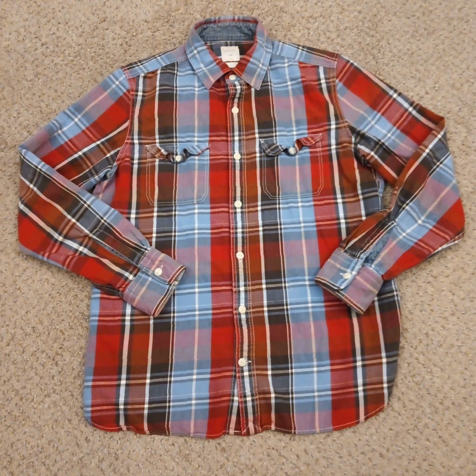 Gap Gap Shirt Mens Medium Red Blue Plaid Long Sleeve Button Up Pockets Cotton Size US M / EU 48-50 / 2 - 2 Thumbnail