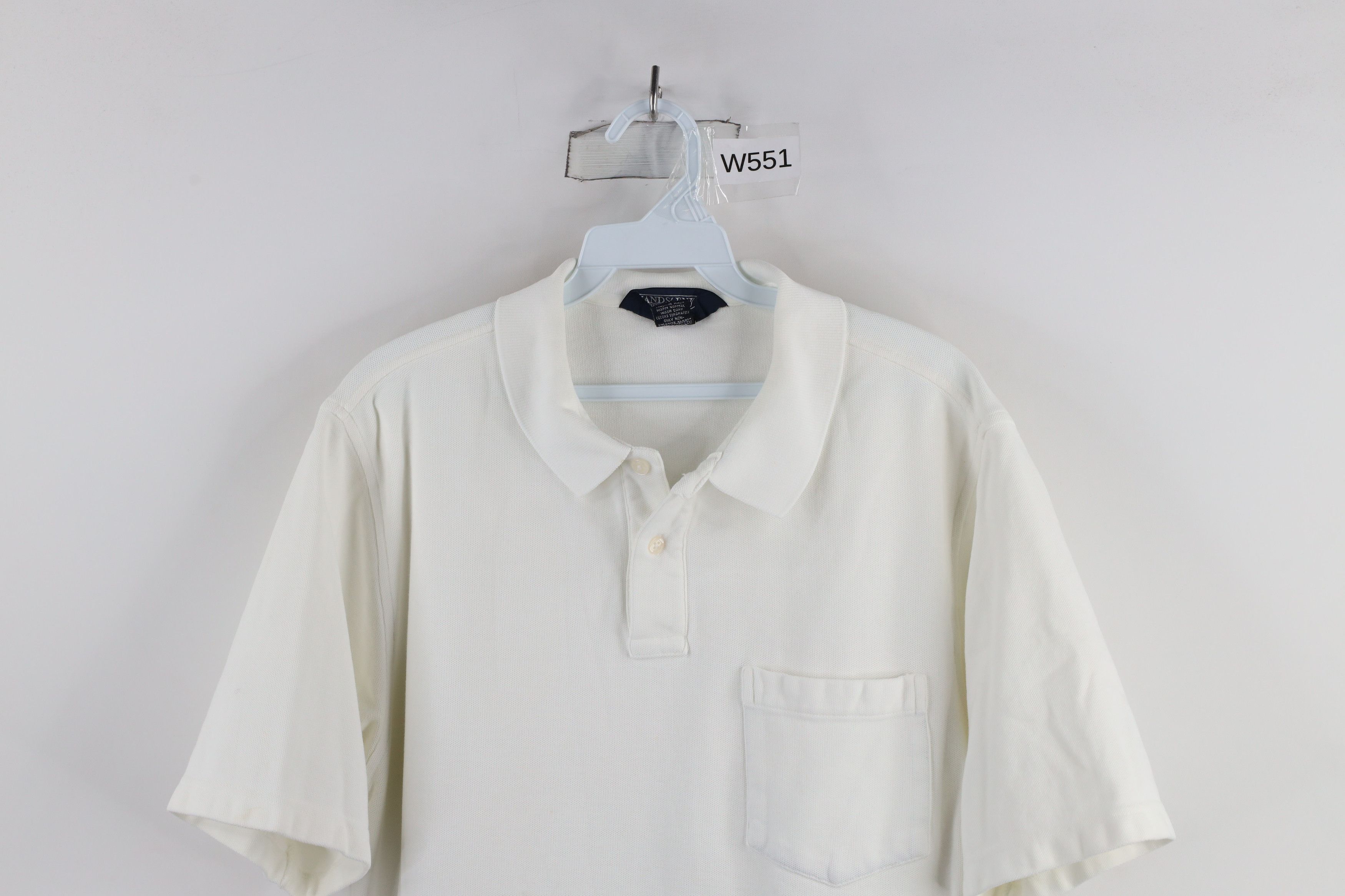 Lands' End × Vintage Vintage 90s Lands End Pique Cotton Golf Polo Shirt White Size US M / EU 48-50 / 2 - 2 Thumbnail