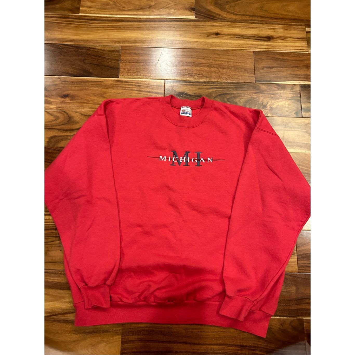 Hanes Vintage 1990s Hanes Michigan college red black sweatshirt cr Size US XL / EU 56 / 4 - 2 Thumbnail