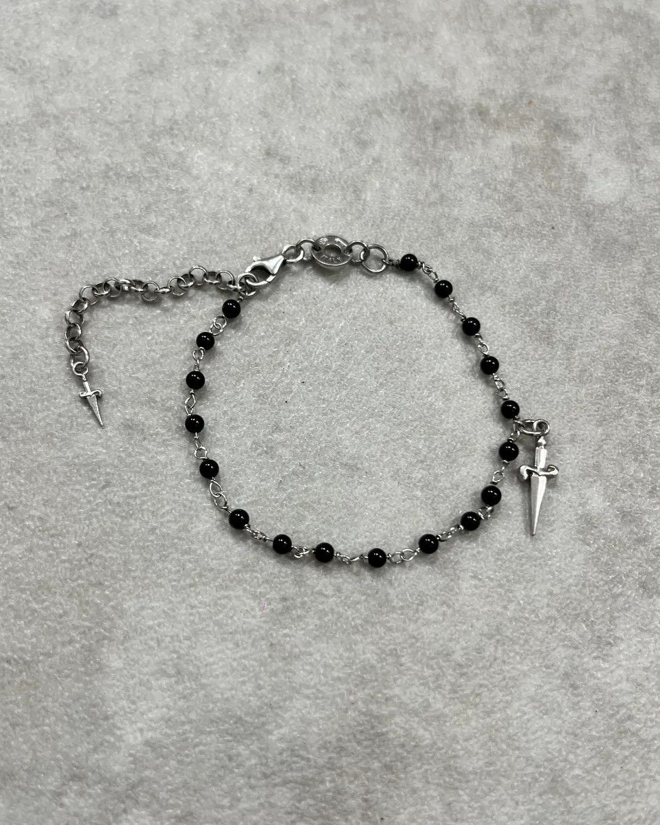 Vintage Cesare Paciotti Black Pearl Spike Charm Bracelet Size ONE SIZE - 2 Thumbnail