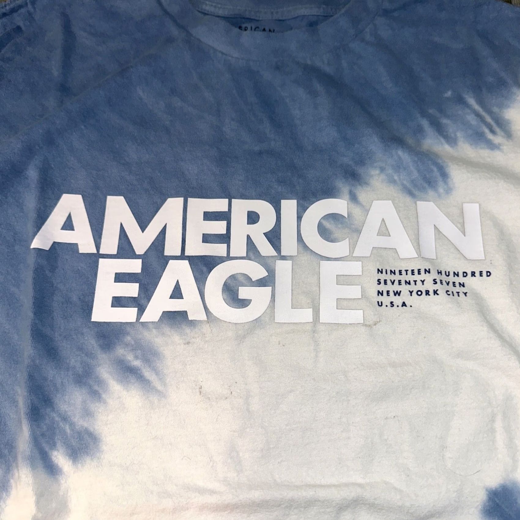 American Eagle Outfitters Men's American Eagle T Shirt Crewneck Short Sleeve Tye Dye Logo Size M Blue & White Size US M / EU 48-50 / 2 - 4 Thumbnail