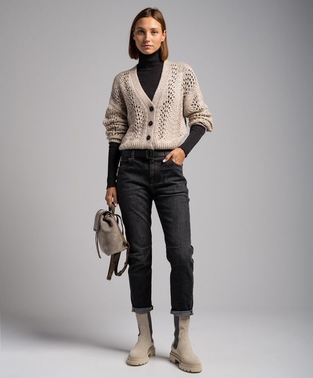 Brunello Cucinelli o1y0825 Turtleneck Cashmere Blend Sweater in Black Size XS / US 0-2 / IT 36-38 - 5 Thumbnail