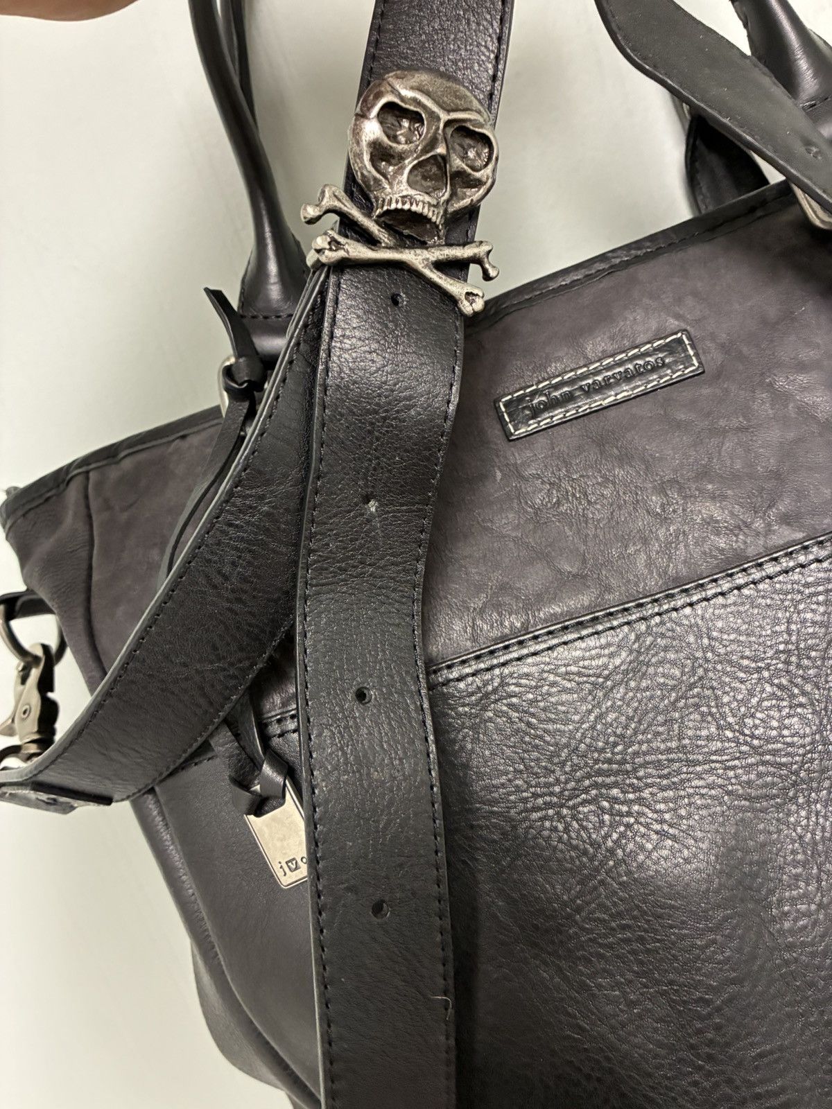 John Varvatos Skull Buckle Leather Bag W Strap. Size ONE SIZE - 19 Thumbnail