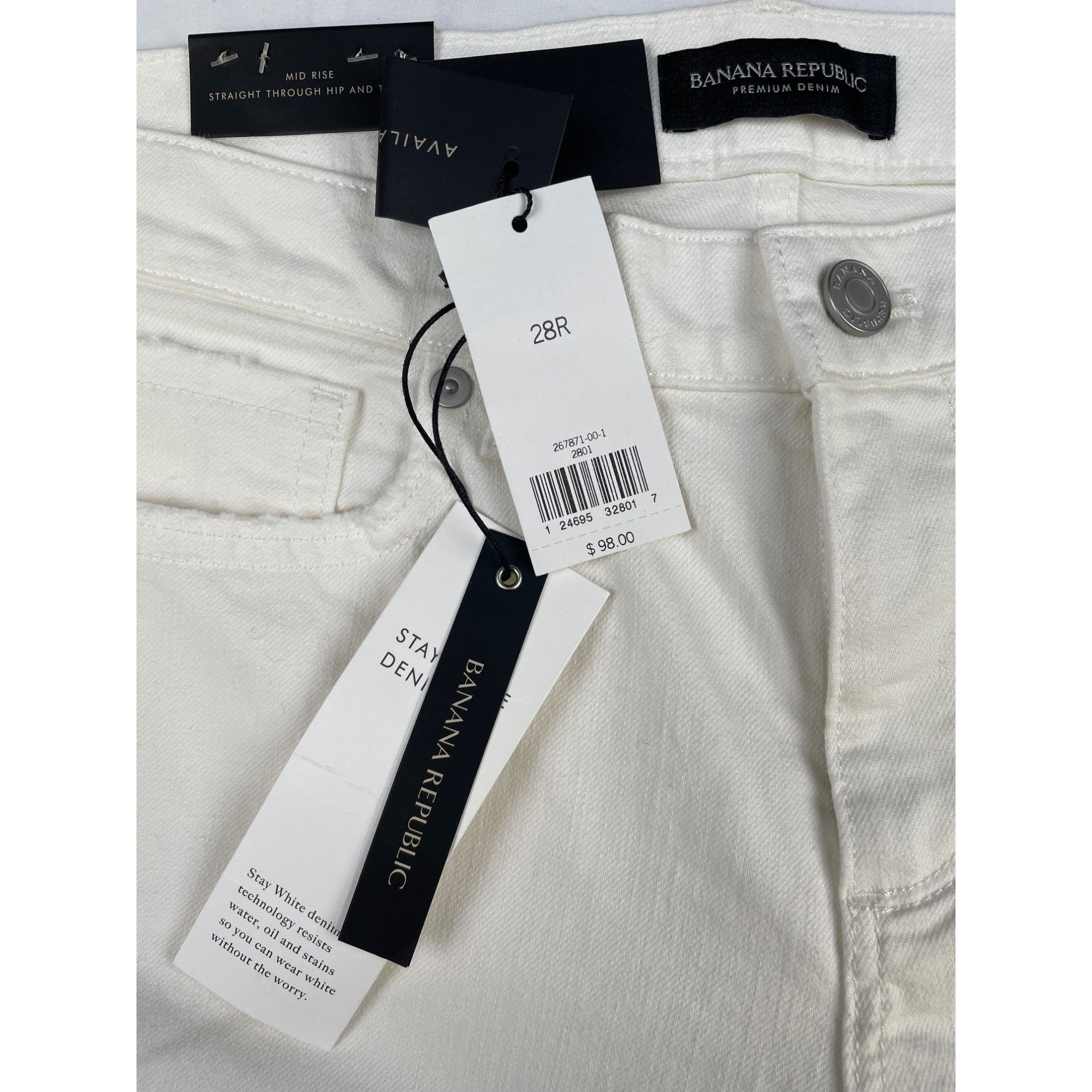 Banana Republic Banana Republic Women's White Mid Rise/ Straight/ Cropped Si Size 28" / US 6 / IT 42 - 4 Thumbnail