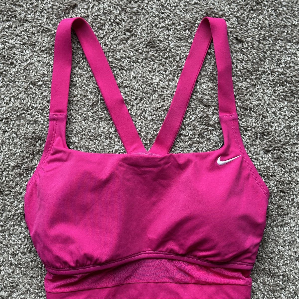 Nike NIKE WOMENS MESH PINK V BACK ONE PIECE SWIMSUIT XL WHITE NEW Size XL / US 12-14 / IT 48-50 - 3 Thumbnail