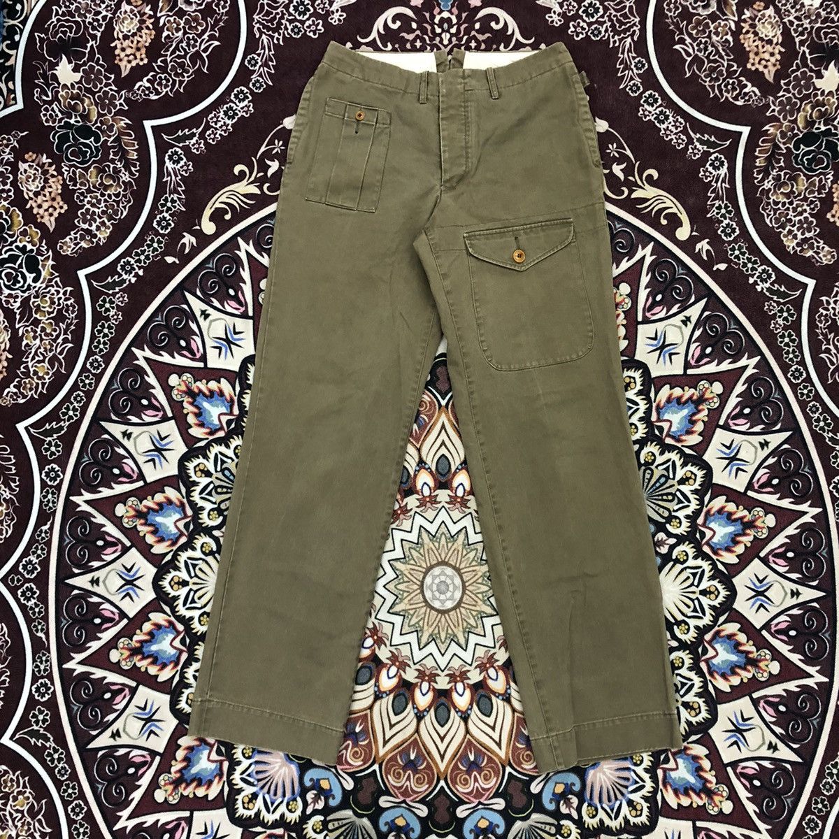 image of Ghurka x Haversack Herringbone Gurkha Pants Khaki in Army Green, Men's (Size 29)