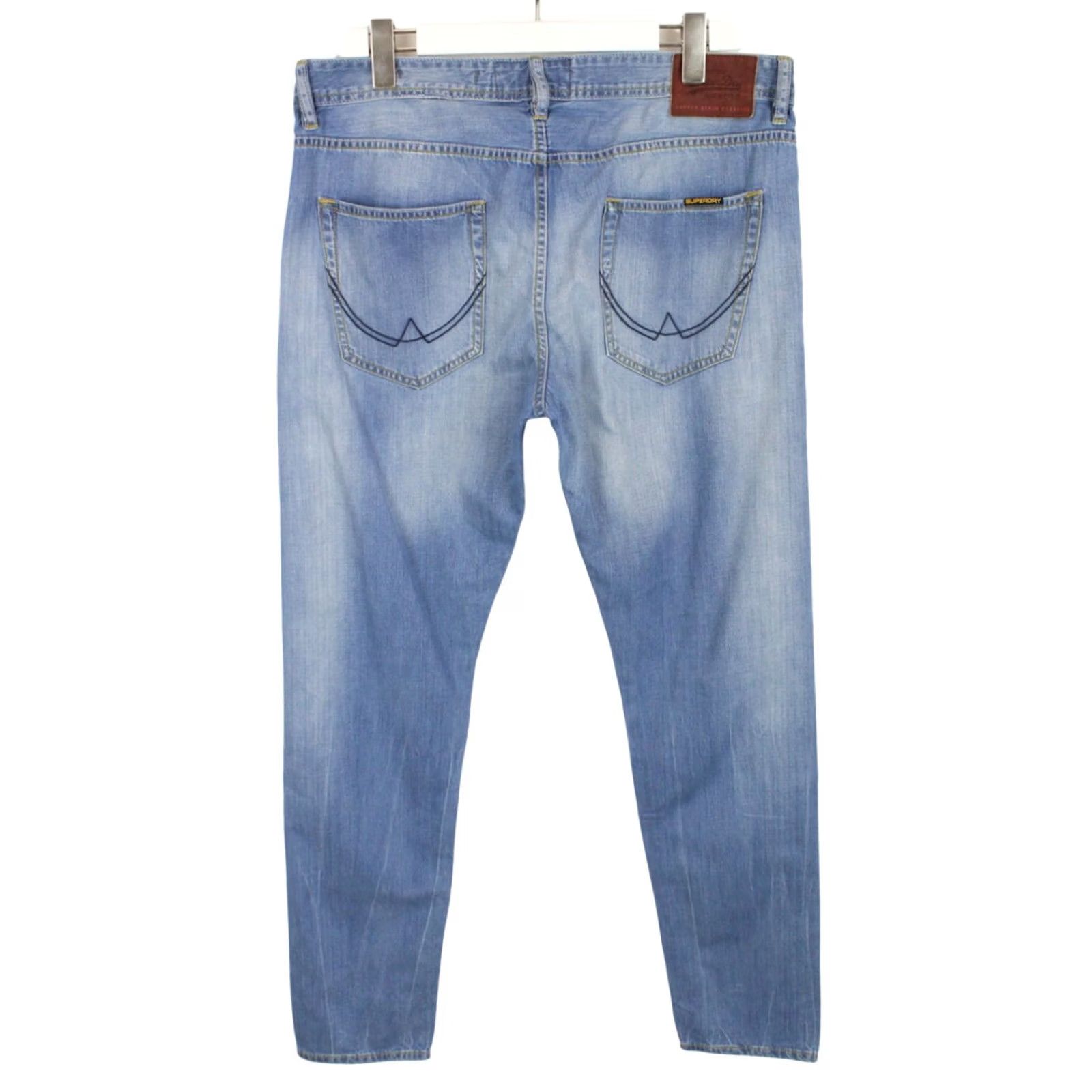 Superdry SUPERDRY Wilson Paperweight Jeans Men's W34/L32 Whiskers Faded Blue Denim Slim Size US 34 / EU 50 - 2 Thumbnail