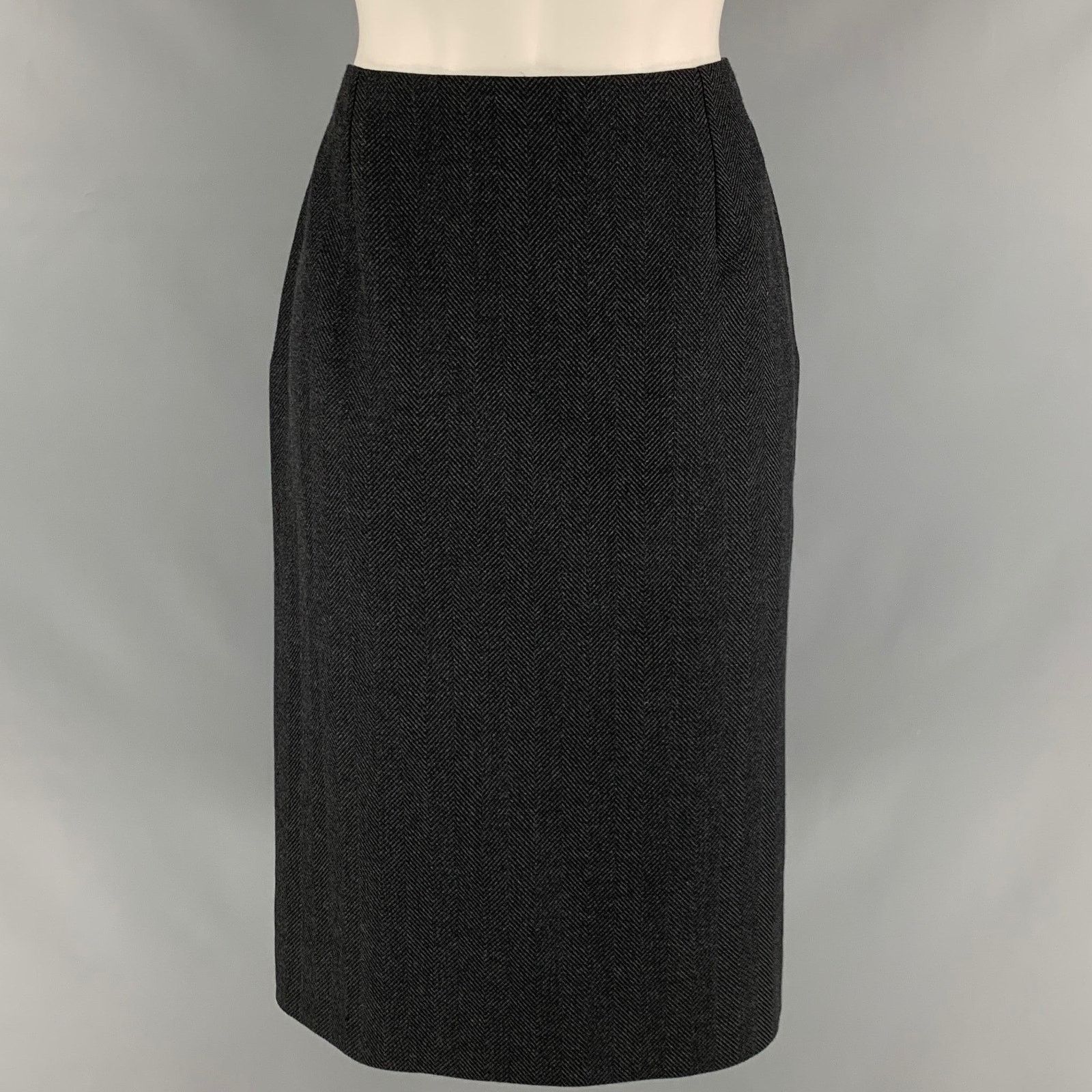 Louis Vuitton LOUIS VUITTON Wool Polyester Herringbone Pencil Mid-Calf Size 30" / US 8 / IT 44 - 1 Thumbnail