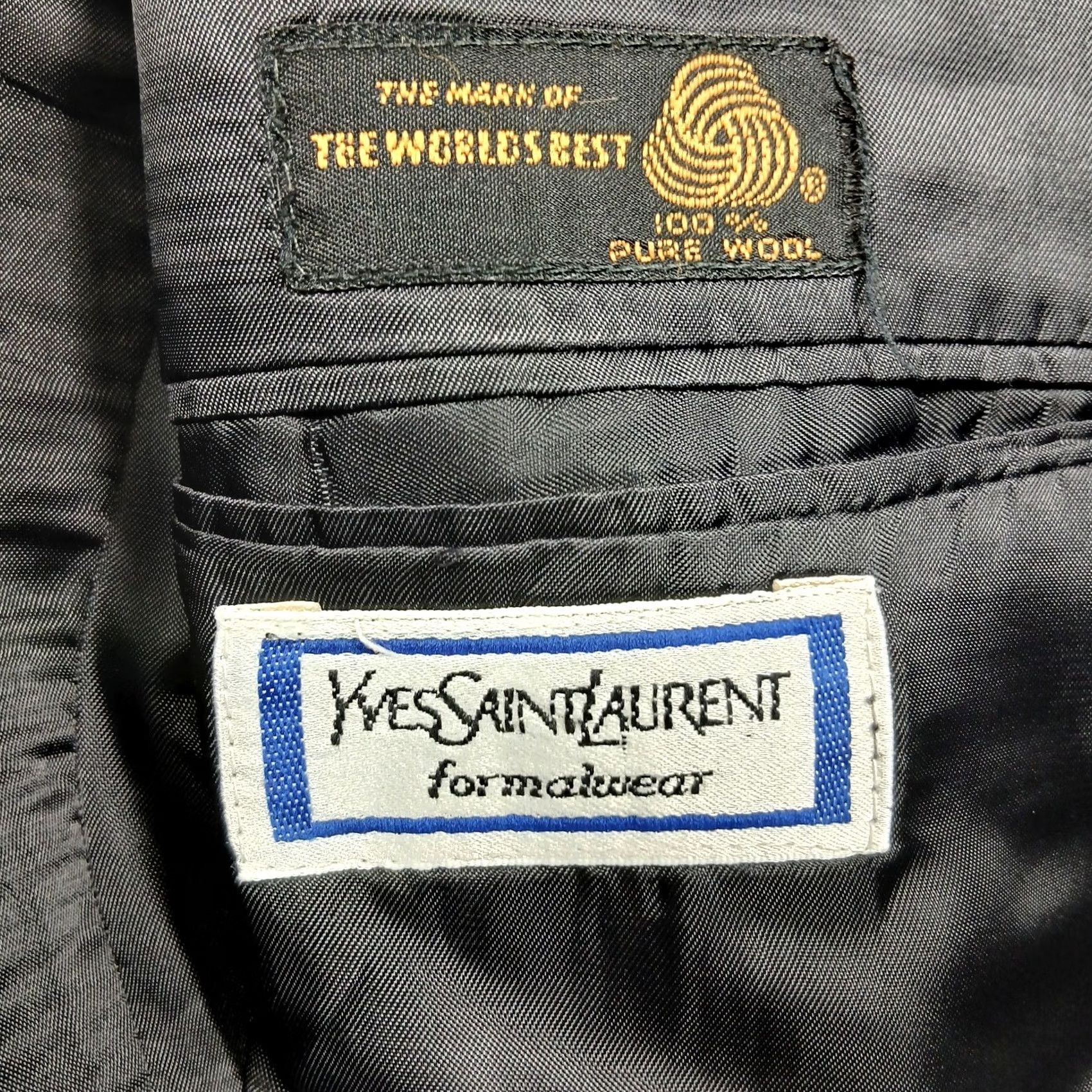 Yves Saint Laurent VINTAGE Yves Saint Laurent Tuxedo Jacket Mens 44L Wool Double Breasted Formalwear USA Size 44R - 3 Thumbnail