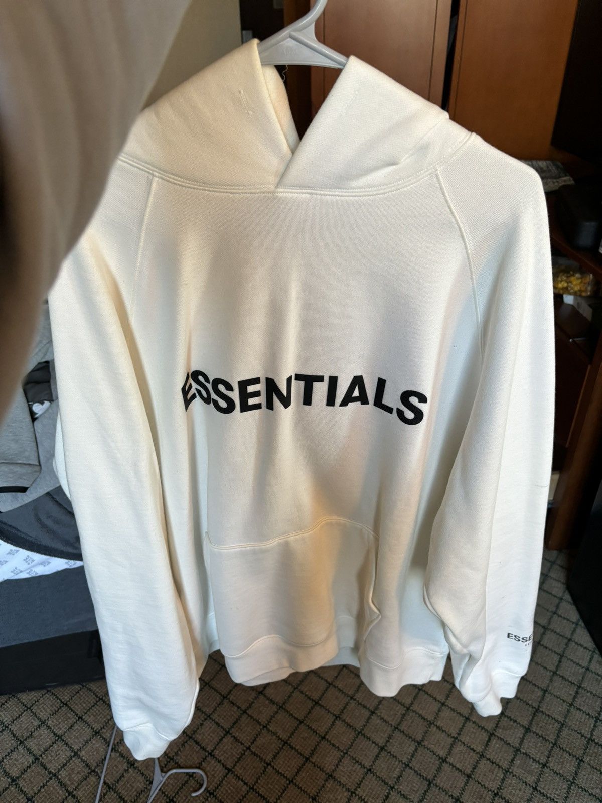 Fear of God White Essentials Hoodie Men's size Medium | Grailed