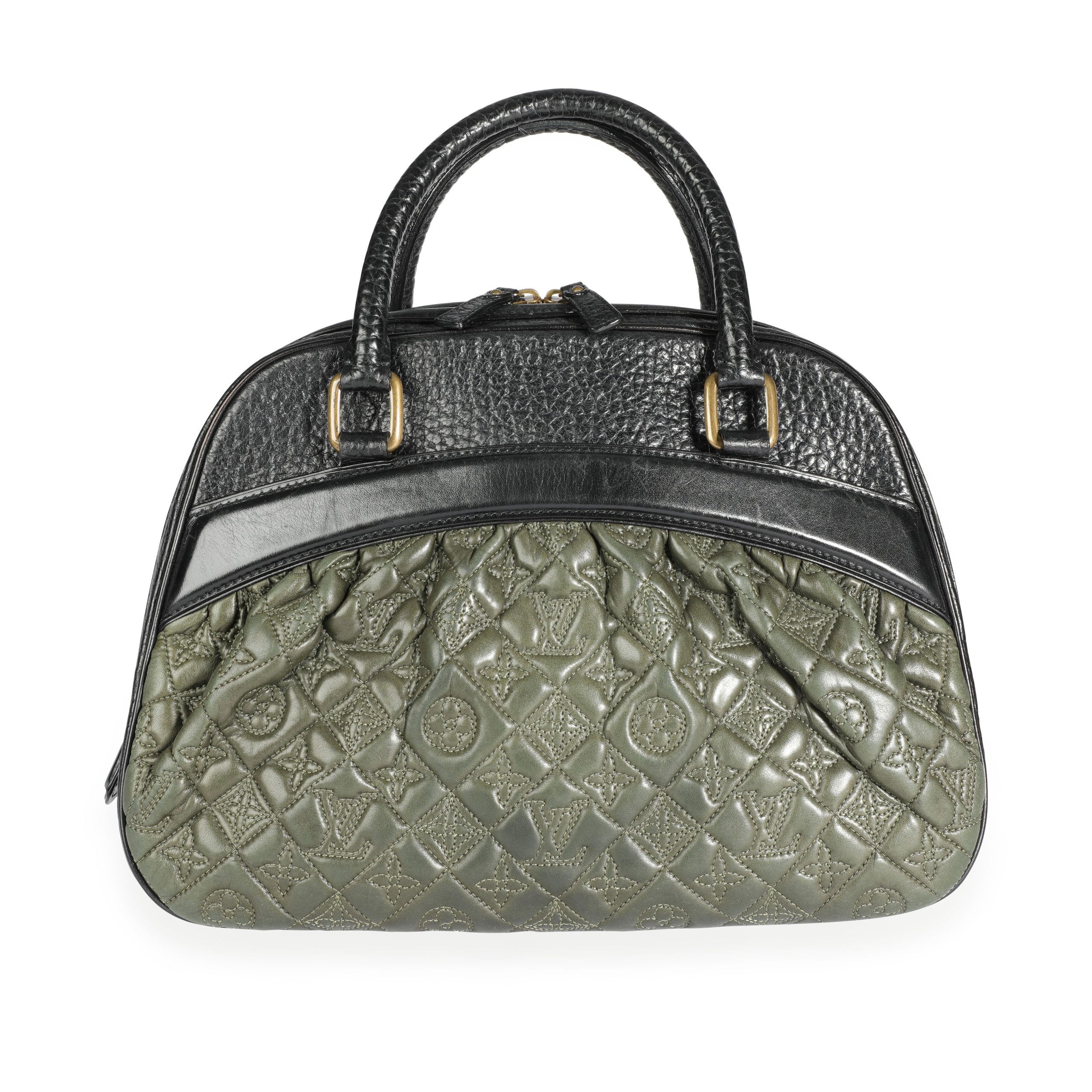Louis Vuitton Olive Monogram Quilted Lambskin & Black Pebbled Leather Mizi Vienn
