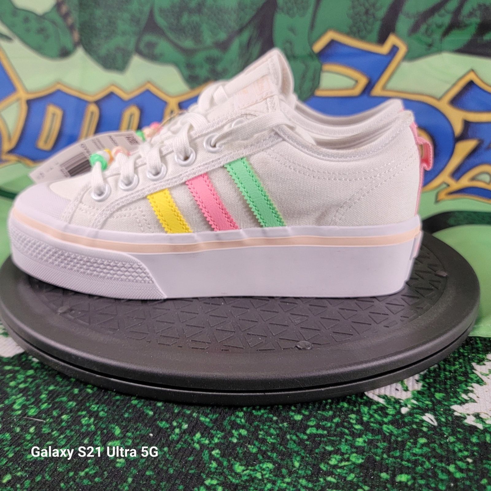 Adidas ADIDAS (GS) NIZZA PLATFORM J White/Pink/Multi Girls Size 4.5 Size US 4.5 / IT 34.5 - 3 Thumbnail