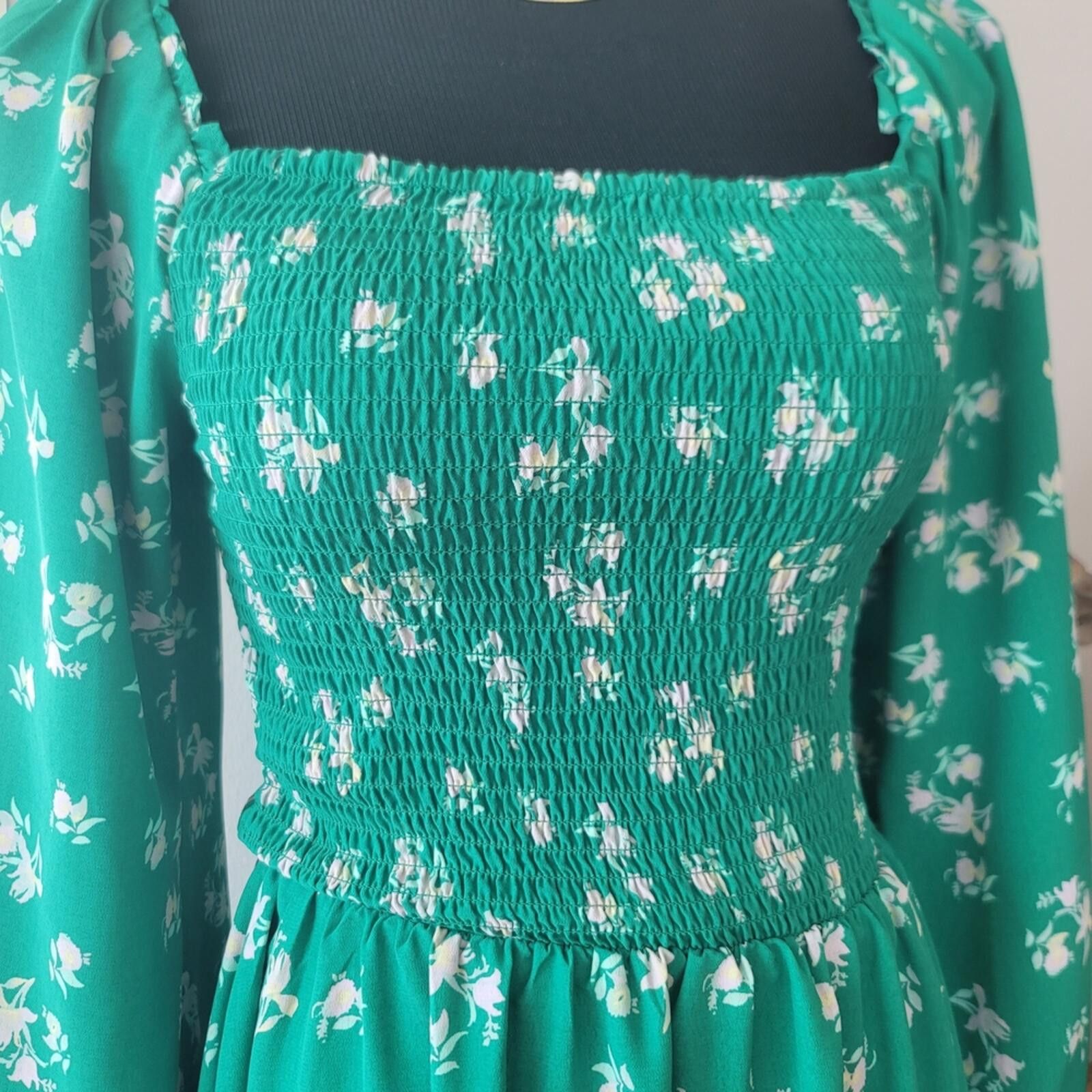 Lil Wayne WAYF Floral Long Sleeve Smocked Minidress ditsy floral Sz S Size S / US 4 / IT 40 - 7 Thumbnail