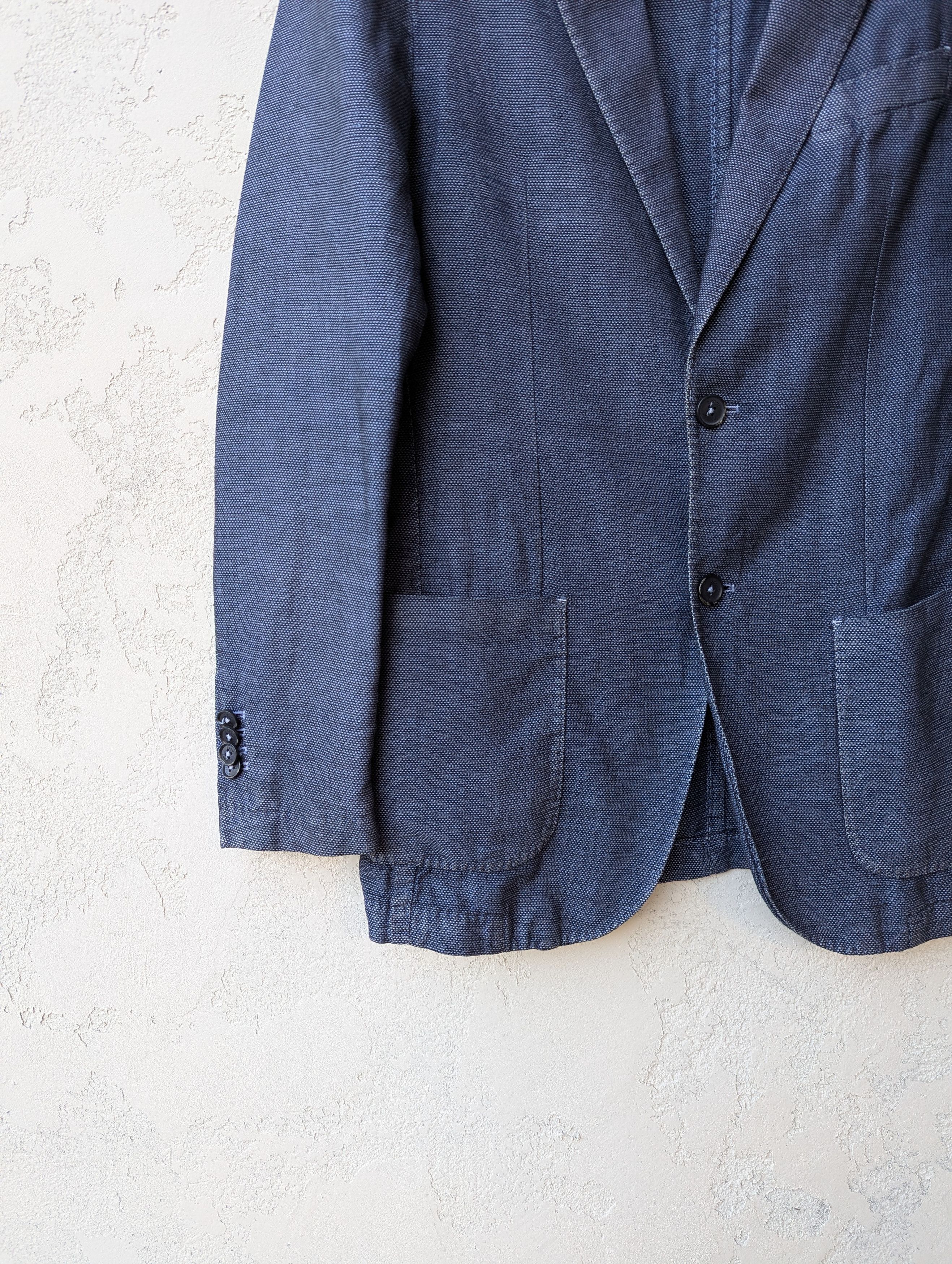 Boggi Boggi Milano Linen-Blend Blazer Blue Slim Fit Jacket Size 38S - 2 Thumbnail