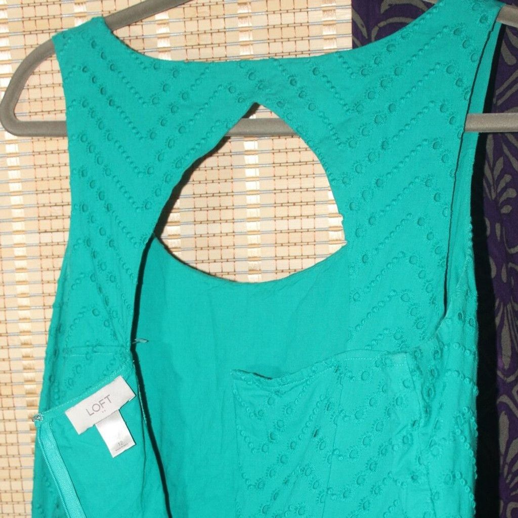 Loft LOFT Green Eyelet Keyhole-Back Dress Size XL / US 12-14 / IT 48-50 - 4 Thumbnail