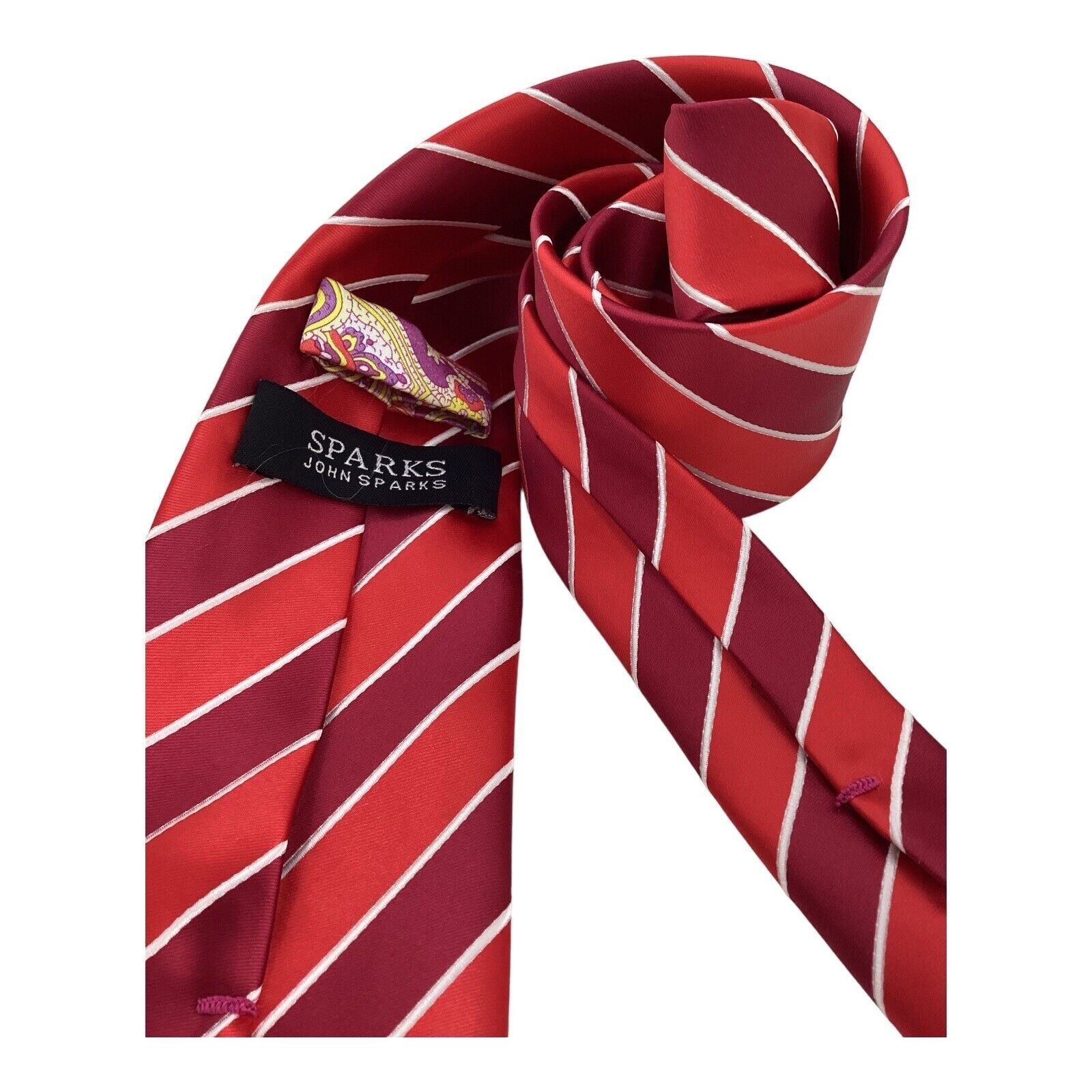 Other $50 JHON SPARKS Red Striped Luxury Polyester Tie W: 3" NWT Size ONE SIZE - 3 Thumbnail