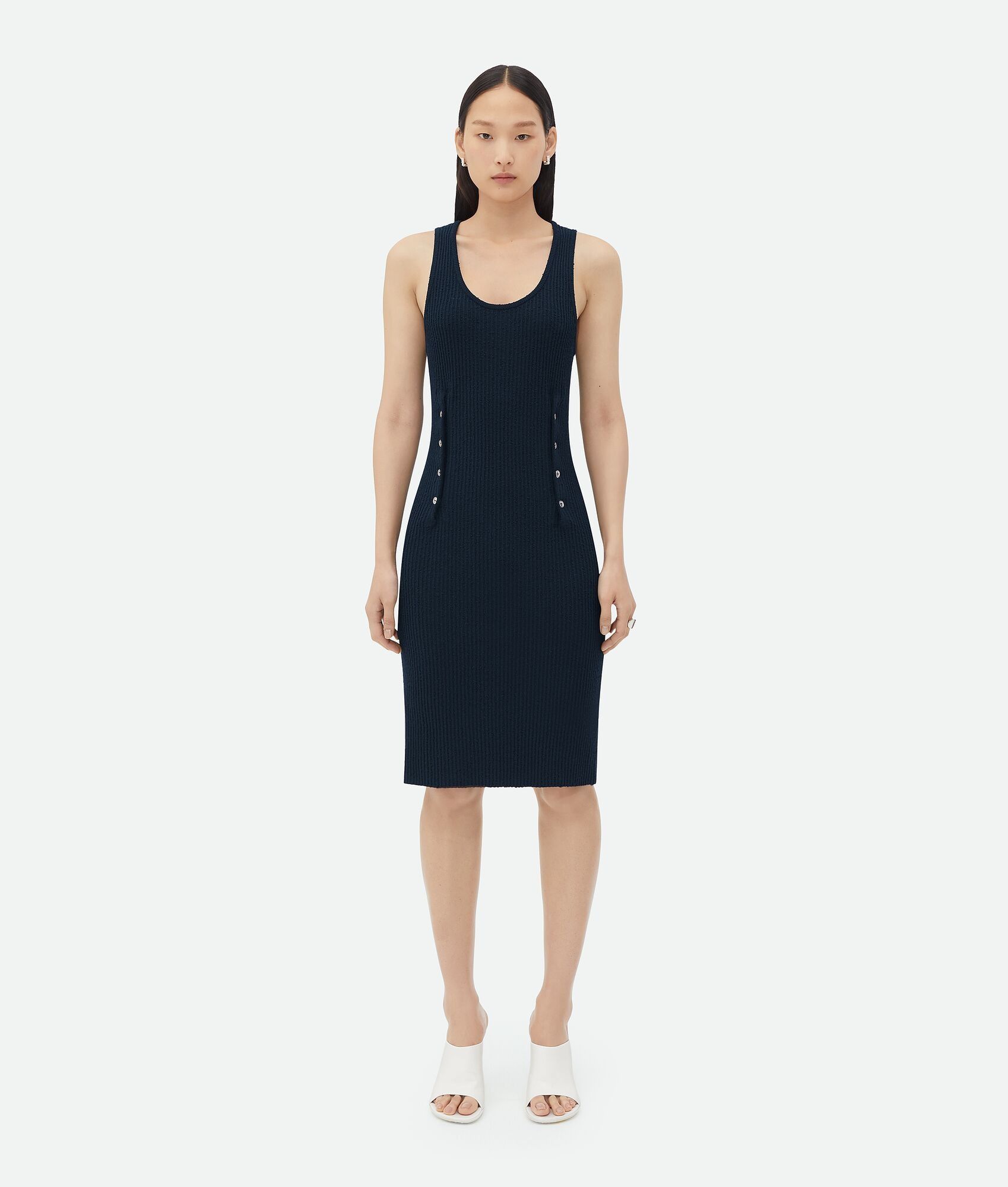 Bottega Veneta o1bcso1str0725 Slim Fit Ribbed Viscose Midi Dress Size XL / US 12-14 / IT 48-50 - 1 Thumbnail