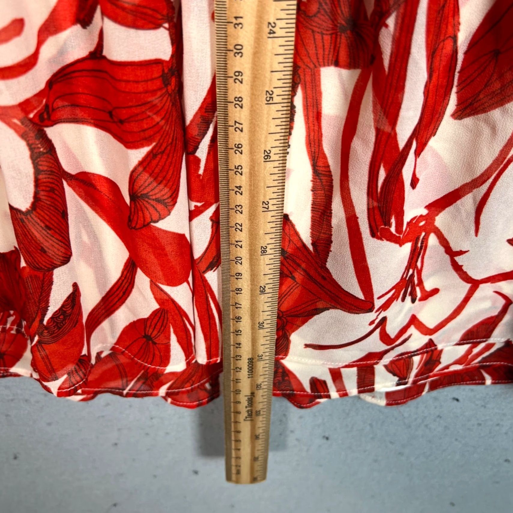 Mango Mango Dress Womens Size 4 Floral Print Chiffon Red & White V-Neck Short Sleeve Maxi Mini Spring Summer Fall Size S / US 4 / IT 40 - 6 Thumbnail