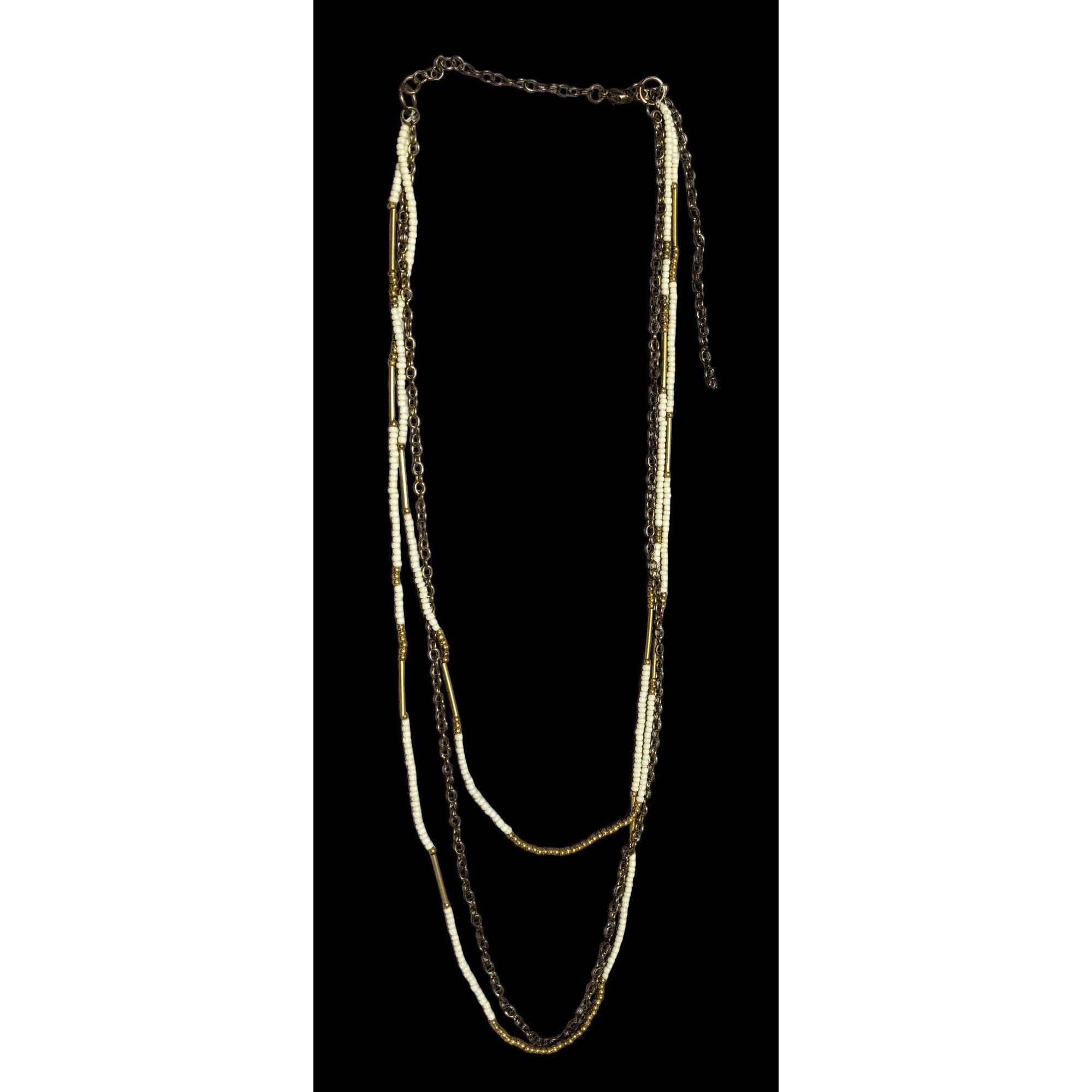 Other Gold White Multilayer Bohemian Necklace Size ONE SIZE - 4 Thumbnail