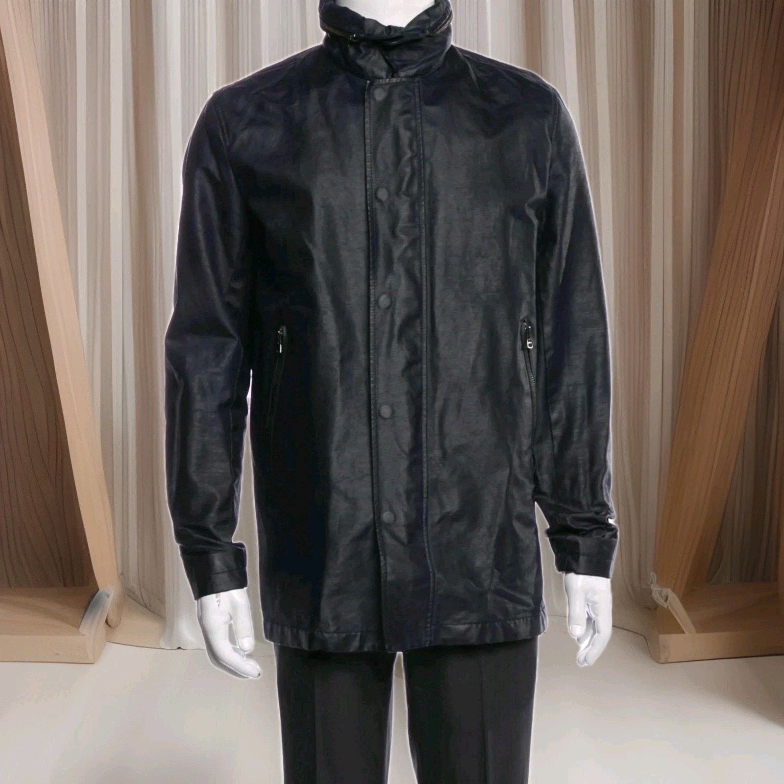 Theory Theory Men Utility Overcoat Black Waxing Cotton Blend Jacket Size US XL / EU 56 / 4 - 1 Thumbnail