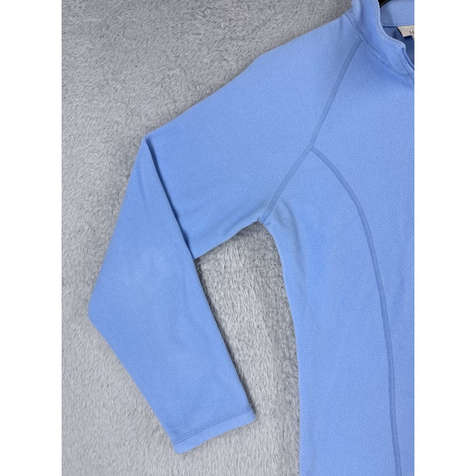 Vintage LL Bean Sweater Womens Large Blue 1/4 Zip 100% Polyester Fleece Mock Neck Size L / US 10 / IT 46 - 3 Thumbnail