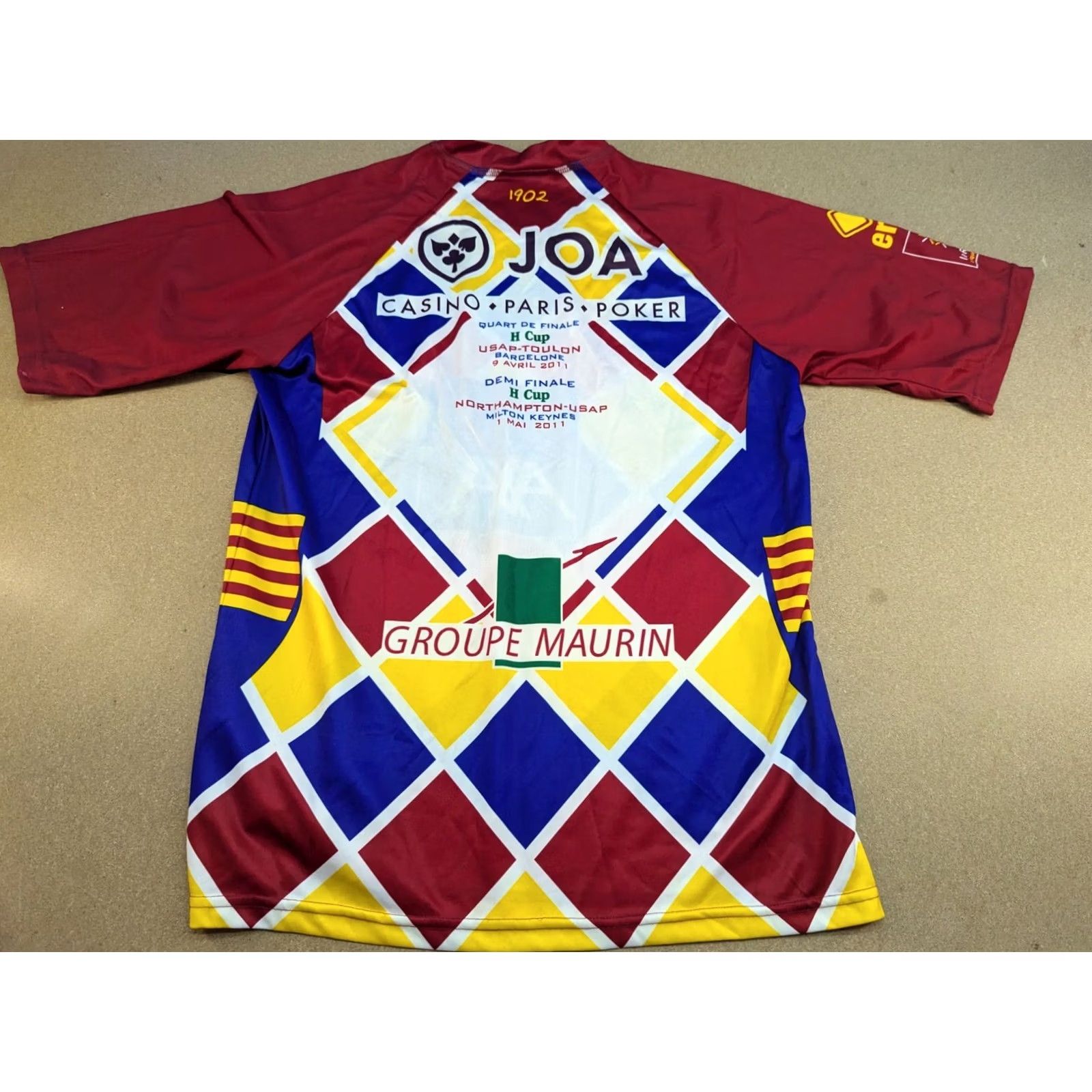 Errea Erreá Jersey Rugby USA Perpignan 2010-2011 Heineken Cup Size L Multicolor Short Sleeve Pullover Quick Dry Mens Sports Shirt Size US L / EU 52-54 / 3 - 2 Thumbnail