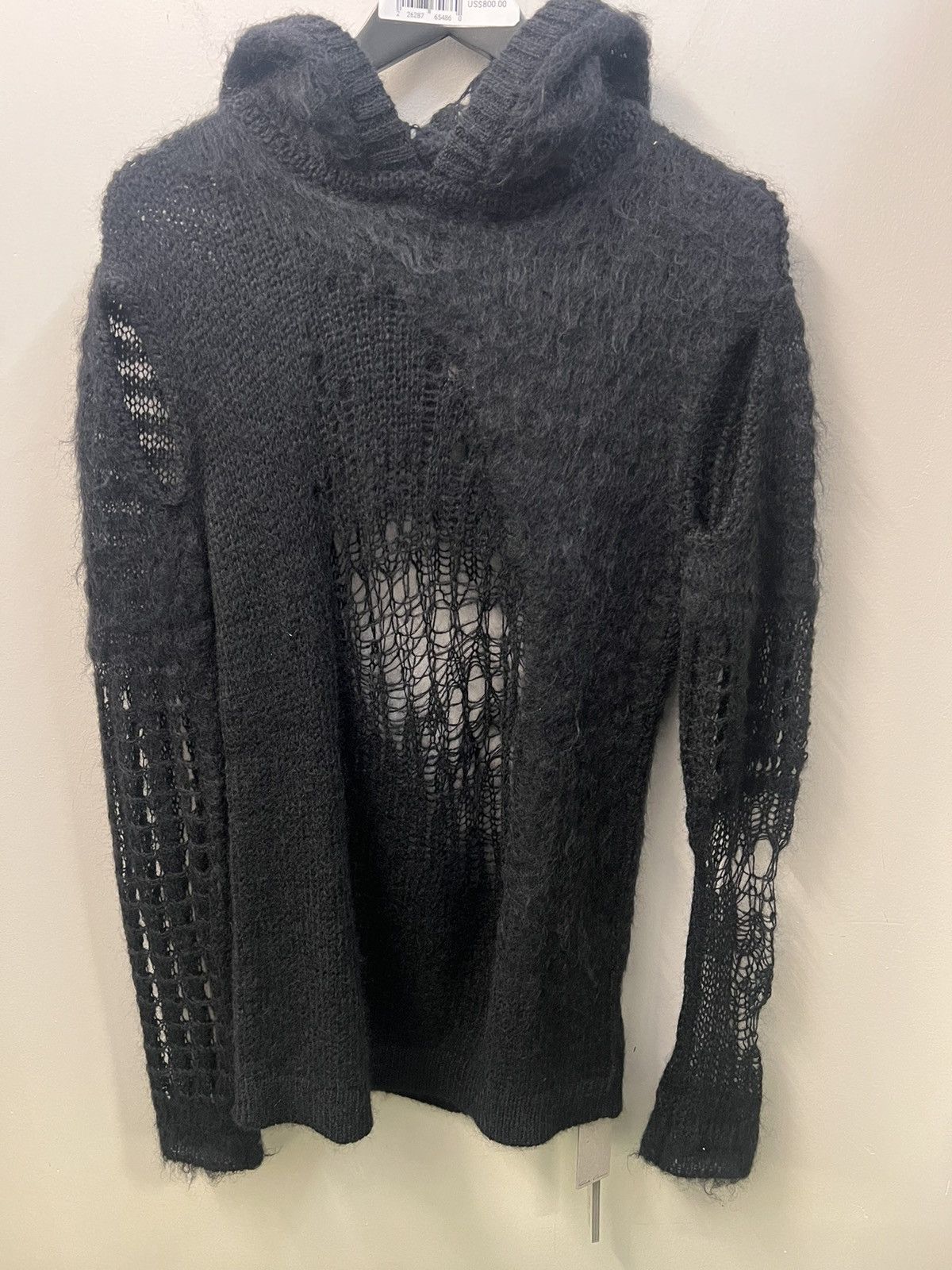 image of Rick Owens Spider Knitted Hooded Sweater in Black, Men's (Size Small)