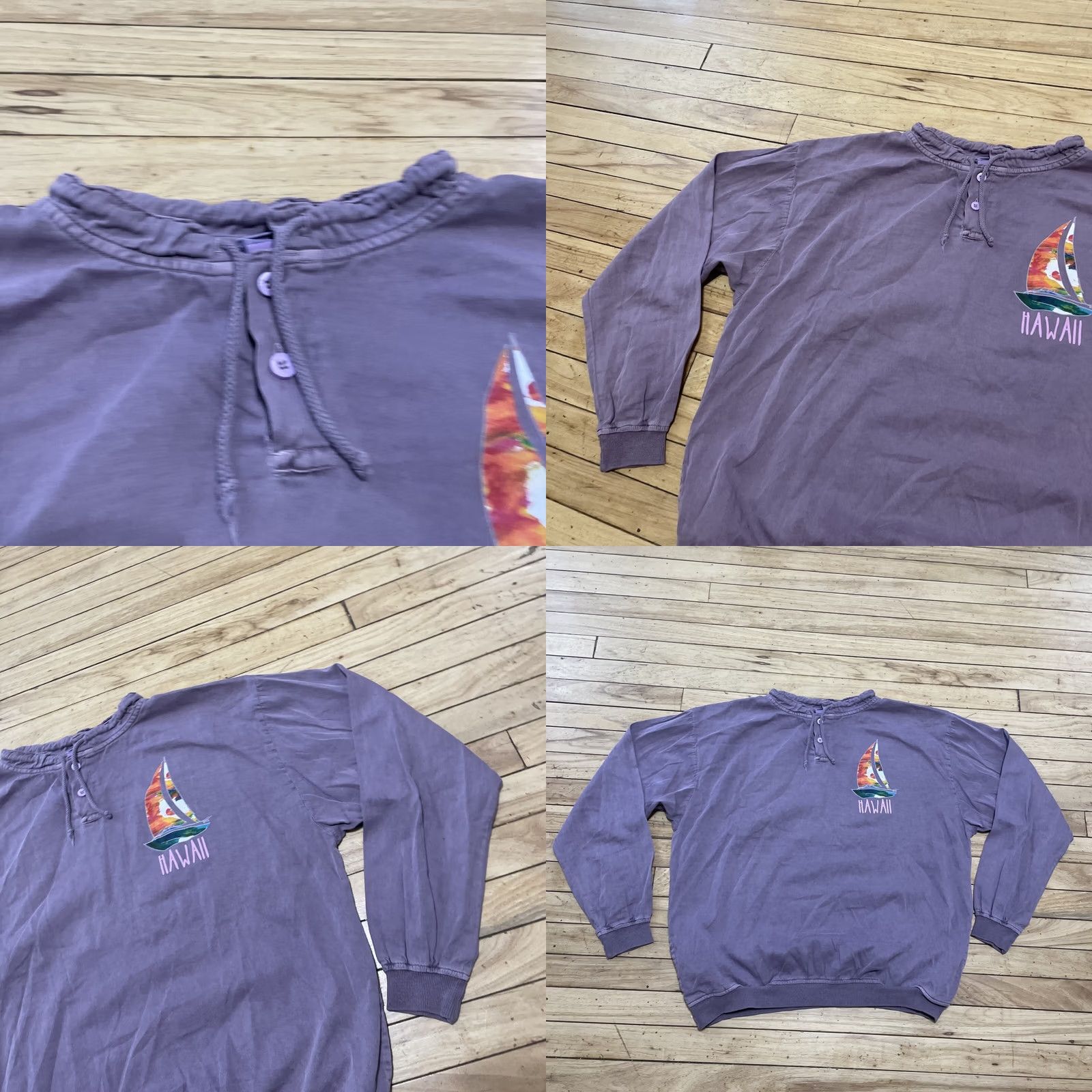 Vintage Crazy Shirts Hawaii Henley Sweater Men L Purple Lilac Rainbow Logo USA Stretch Shirt Size US L / EU 52-54 / 3 - 10 Thumbnail