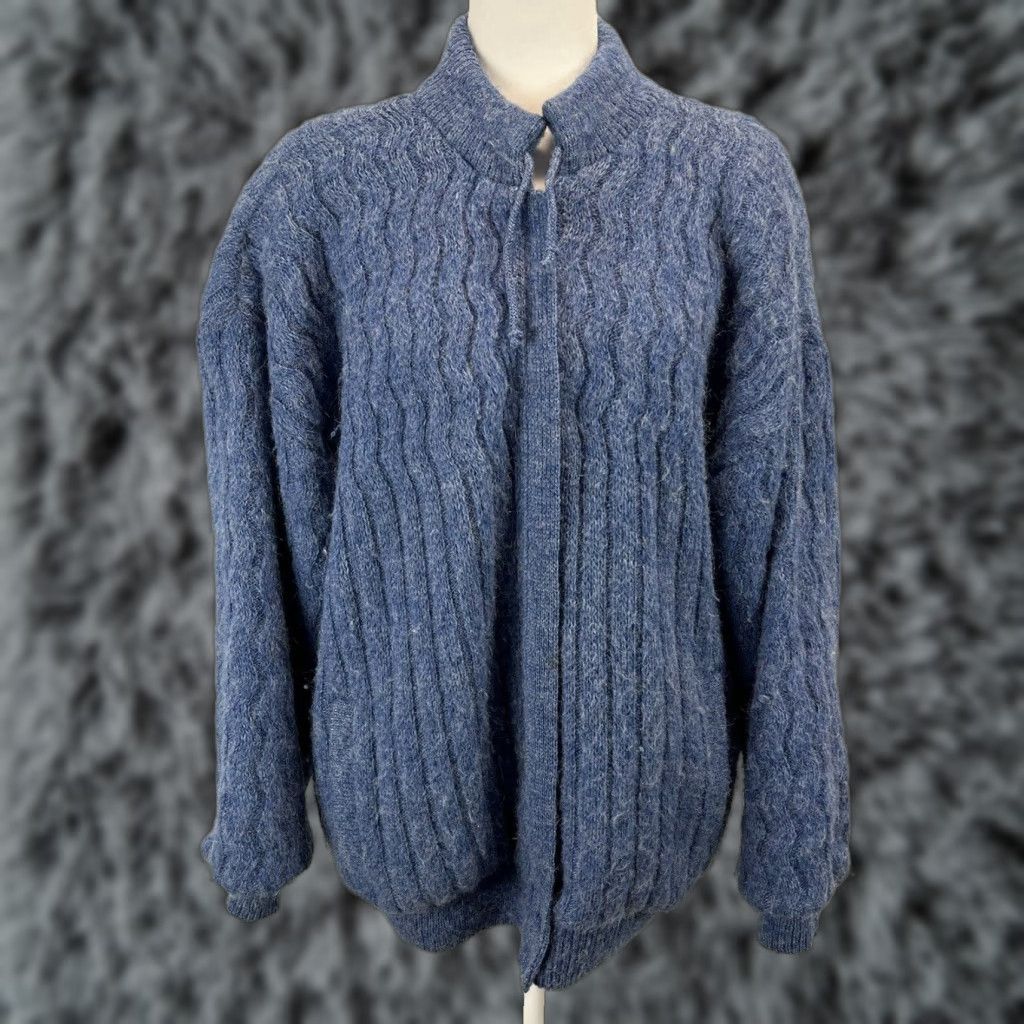 Vintage VINTAGE Tundra 80s Wool Sweater Jacket Womens XL Blue Lined Shoulder Pads Size XL / US 12-14 / IT 48-50 - 1 Thumbnail