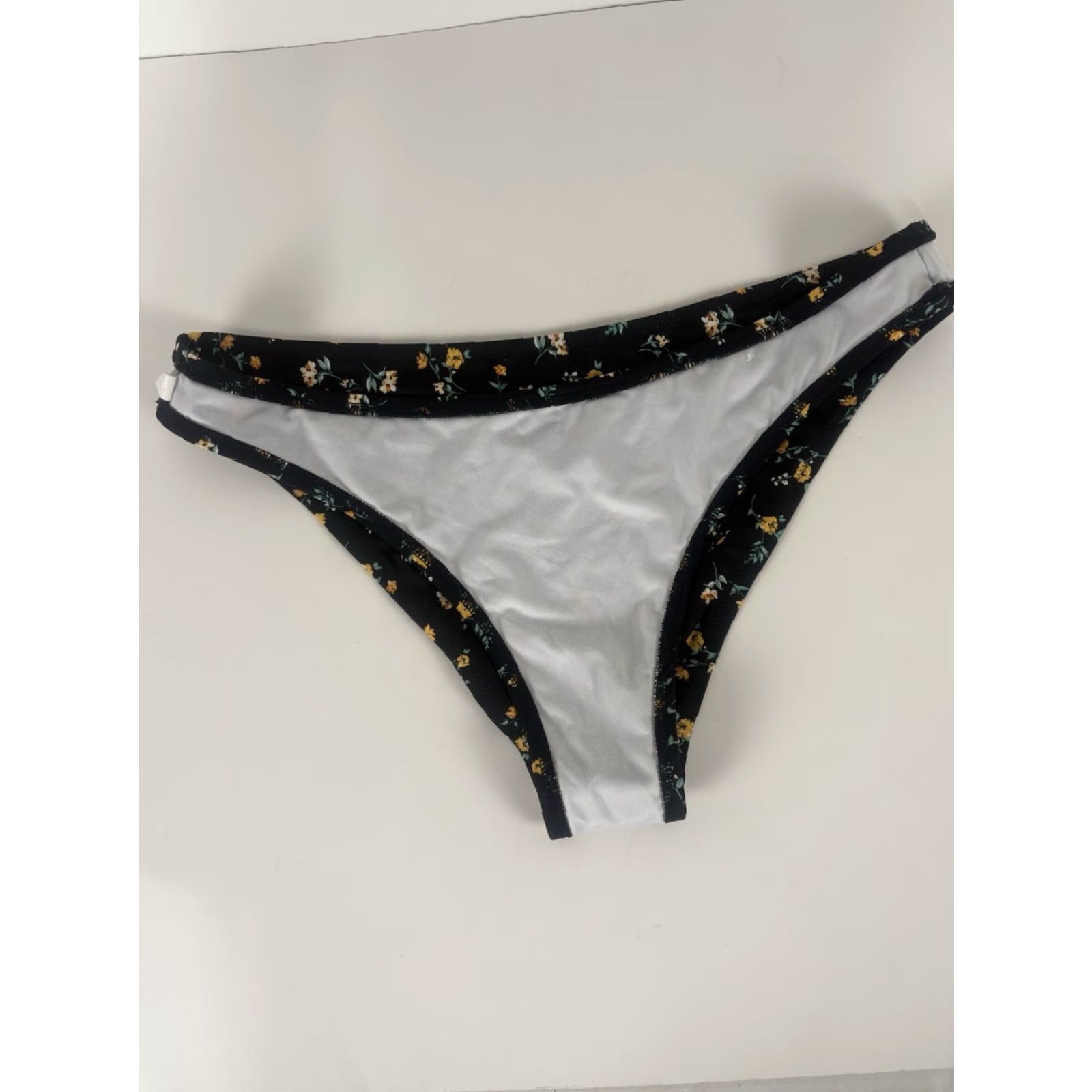 Vintage Shade & Shore Bikini Bottoms Womens L Black Floral Bottoms Beach Hipster Way Size 36" / US 14 / IT 50 - 4 Thumbnail