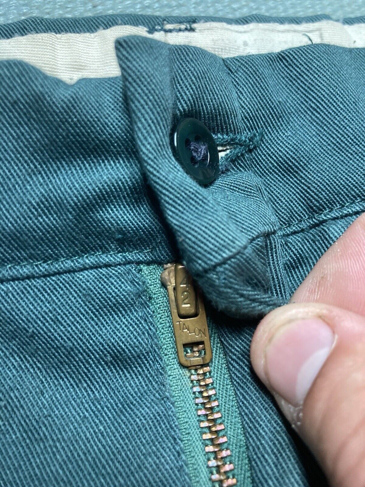 Vintage VTG 70s chino work pants green workwear twill talon 29x30 Size US 29 - 6 Thumbnail