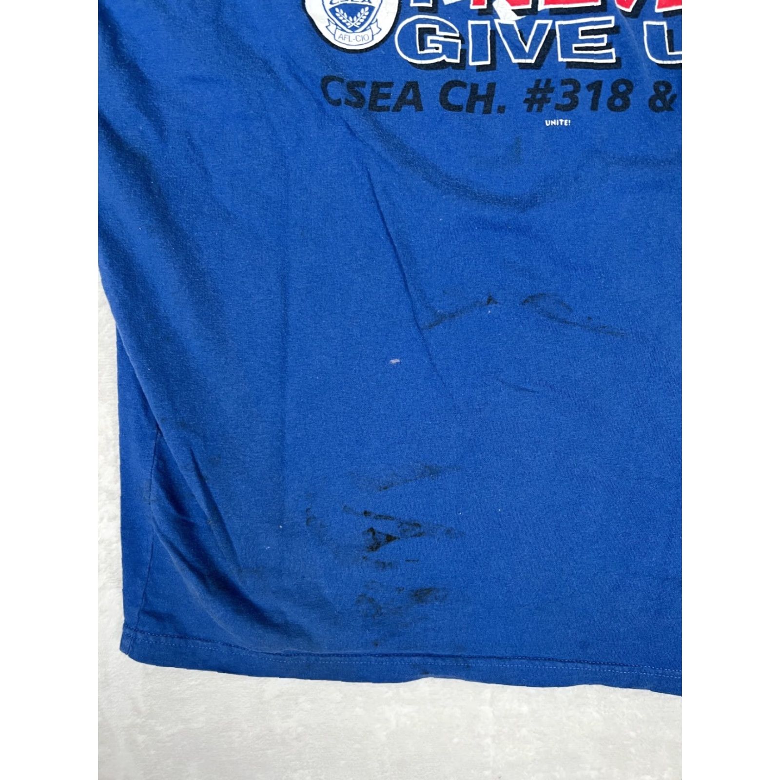 Vintage VINTAGE Union Line Shirt T-Shirt XL Men Blue Cotton Crew Neck Short Sleeve Dog School California CSEA River Dogs 1990s Mens Size US XL / EU 56 / 4 - 4 Thumbnail
