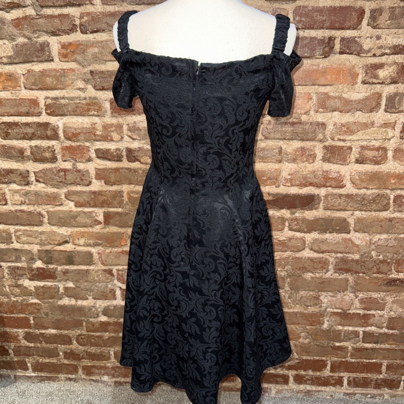 VTG Scott McClintock black Brocade Bodice midi party dress
