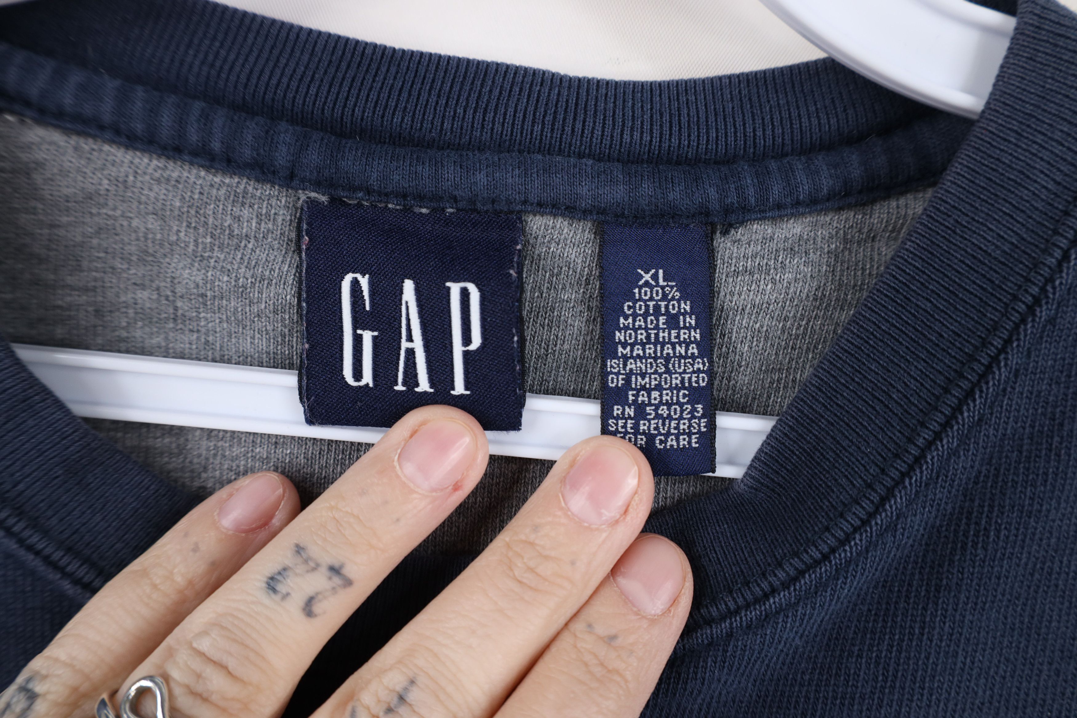 Gap Vintage 90s Gap Block Ribbed Knit Long Sleeve T-Shirt Blue Size US XL / EU 56 / 4 - 4 Thumbnail