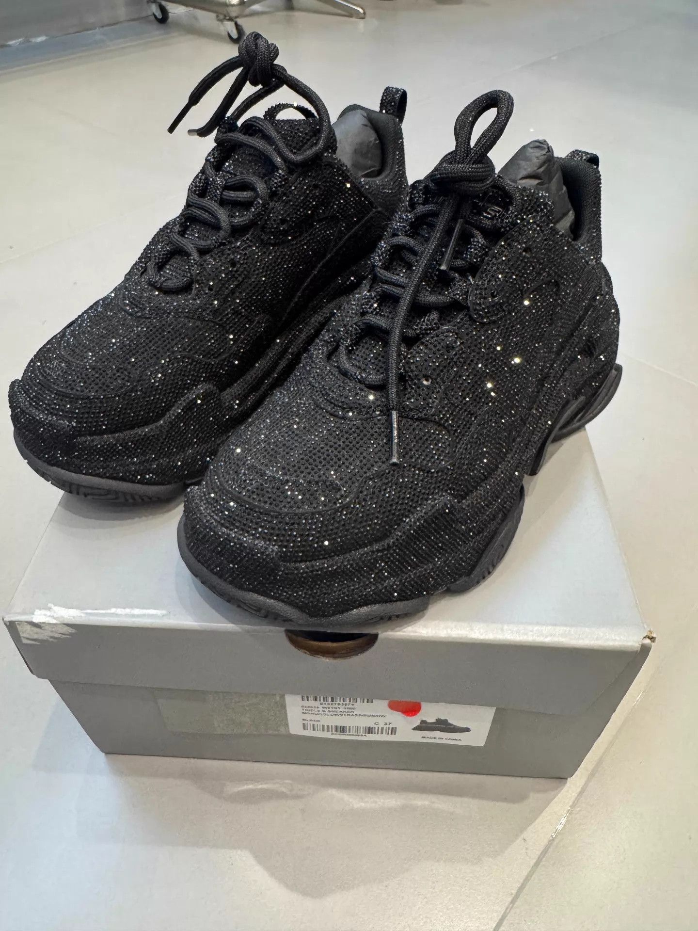 Balenciaga Balenciaga Triple S Black Crystal-embellished Sneaker Size US 6.5 / IT 36.5 - 1 Thumbnail
