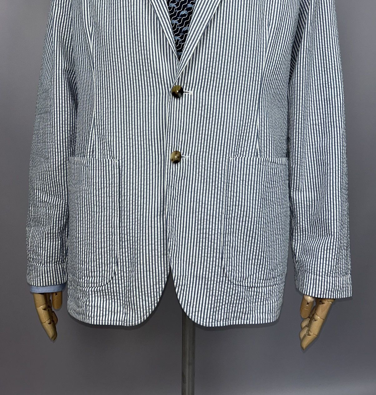 Designer × Lardini LARDINI Egama Striped Cotton Unlined Blazer Jacket Size EU56 Size 46R - 8 Thumbnail