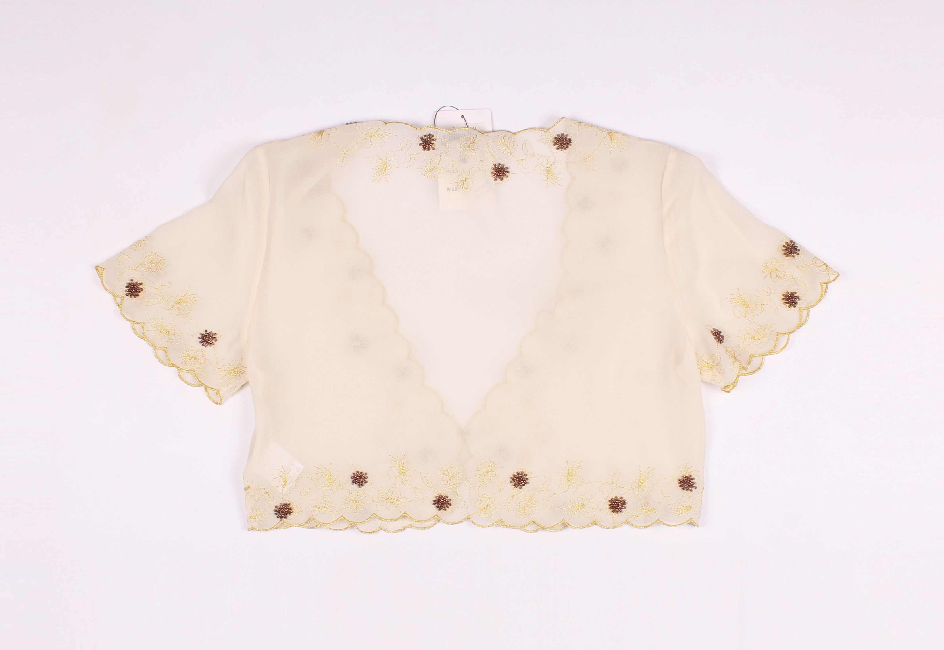 Vintage American Retro Vintage 90's Silk Embroidered Bolero Cardigan Size S / US 4 / IT 40 - 11 Thumbnail