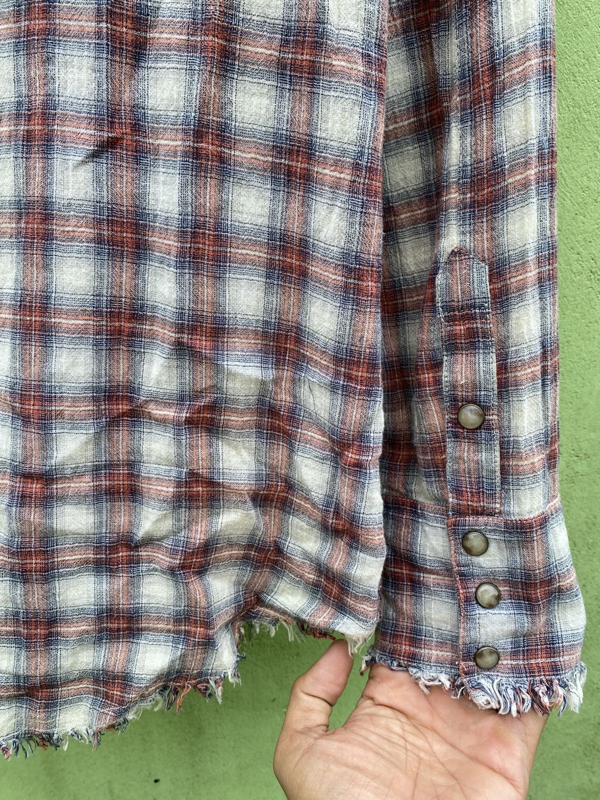 GOA GOA Vintage Distressed Plaid Western Raw Hem Grunge Fade Size ONE SIZE - 13 Thumbnail