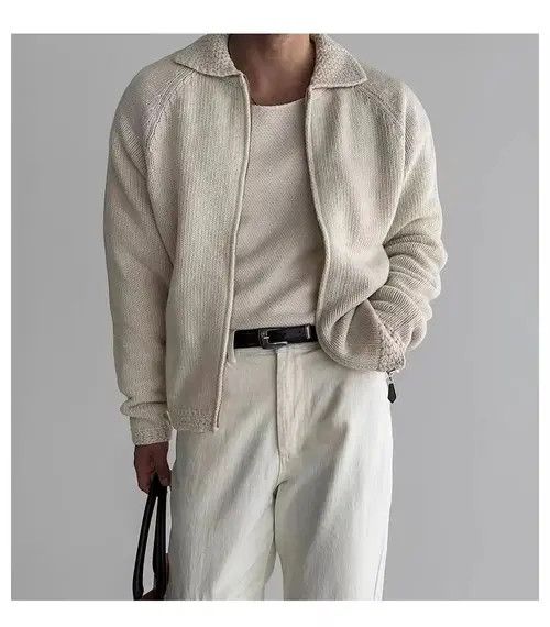 Japanese Brand Vintage Beige L Casual Knit Sweater Lapel Jacket Coat Size US L / EU 52-54 / 3 - 5 Thumbnail