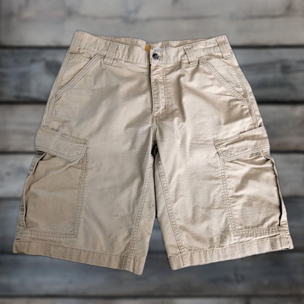 Carhartt Carhartt Cargo Shorts Men's 32 x 11 Relaxed Fit Ripstop Canvas Beige Cargo Pocket Shorts Mens Size US 32 / EU 48 - 1 Thumbnail