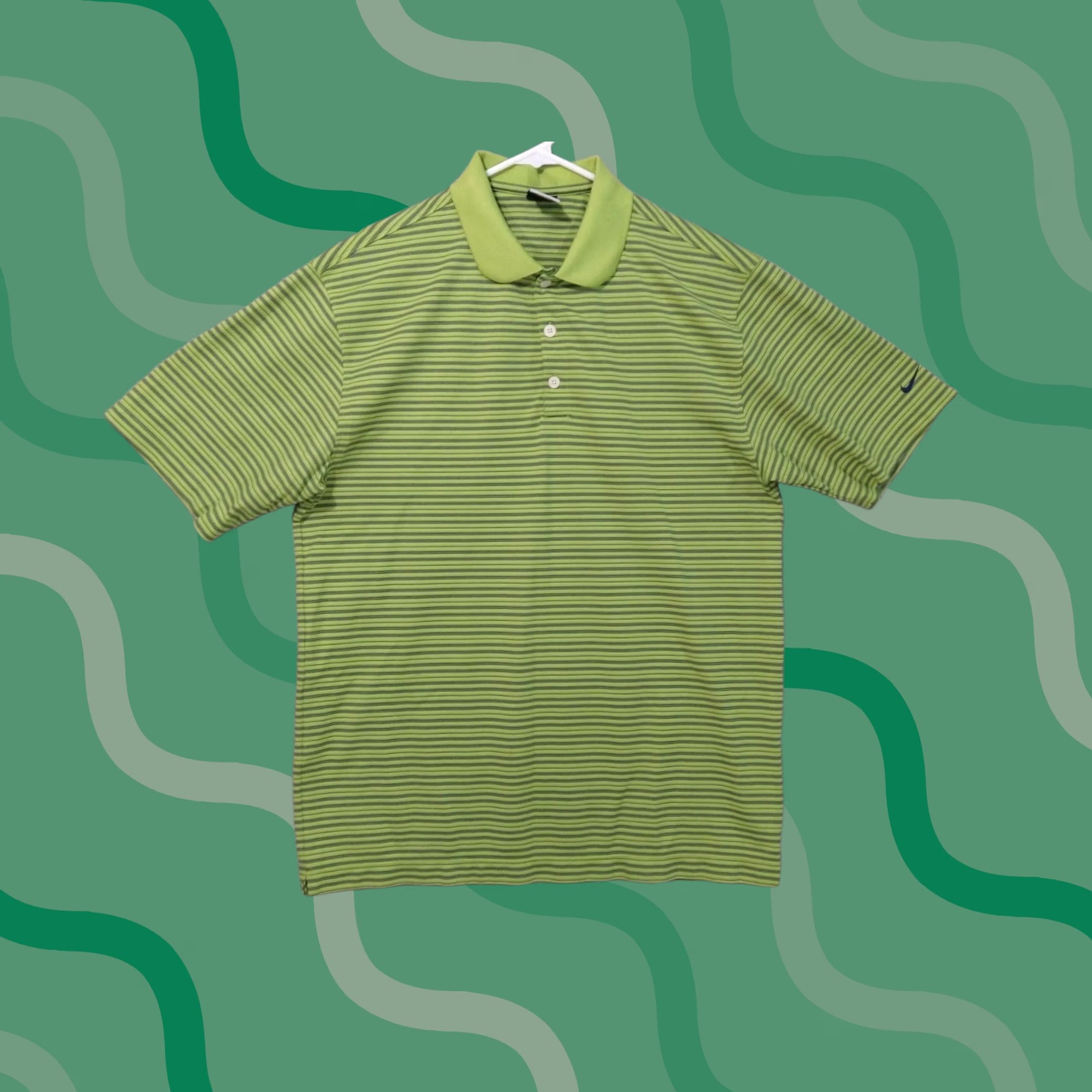 Nike Nike Golf Shirt Mens L Green Striped Polo Dri-Fit Short Sleeve Casual Sports Shirts Size US L / EU 52-54 / 3 - 1 Thumbnail
