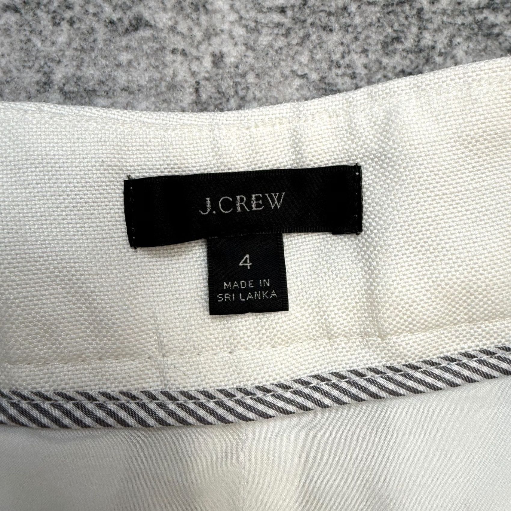 J.Crew J.CREW Women Pants 4 White High Rise Pleated Linen Wide Leg Crop Trouser Minimal Size 27" / US 4 / IT 40 - 6 Thumbnail