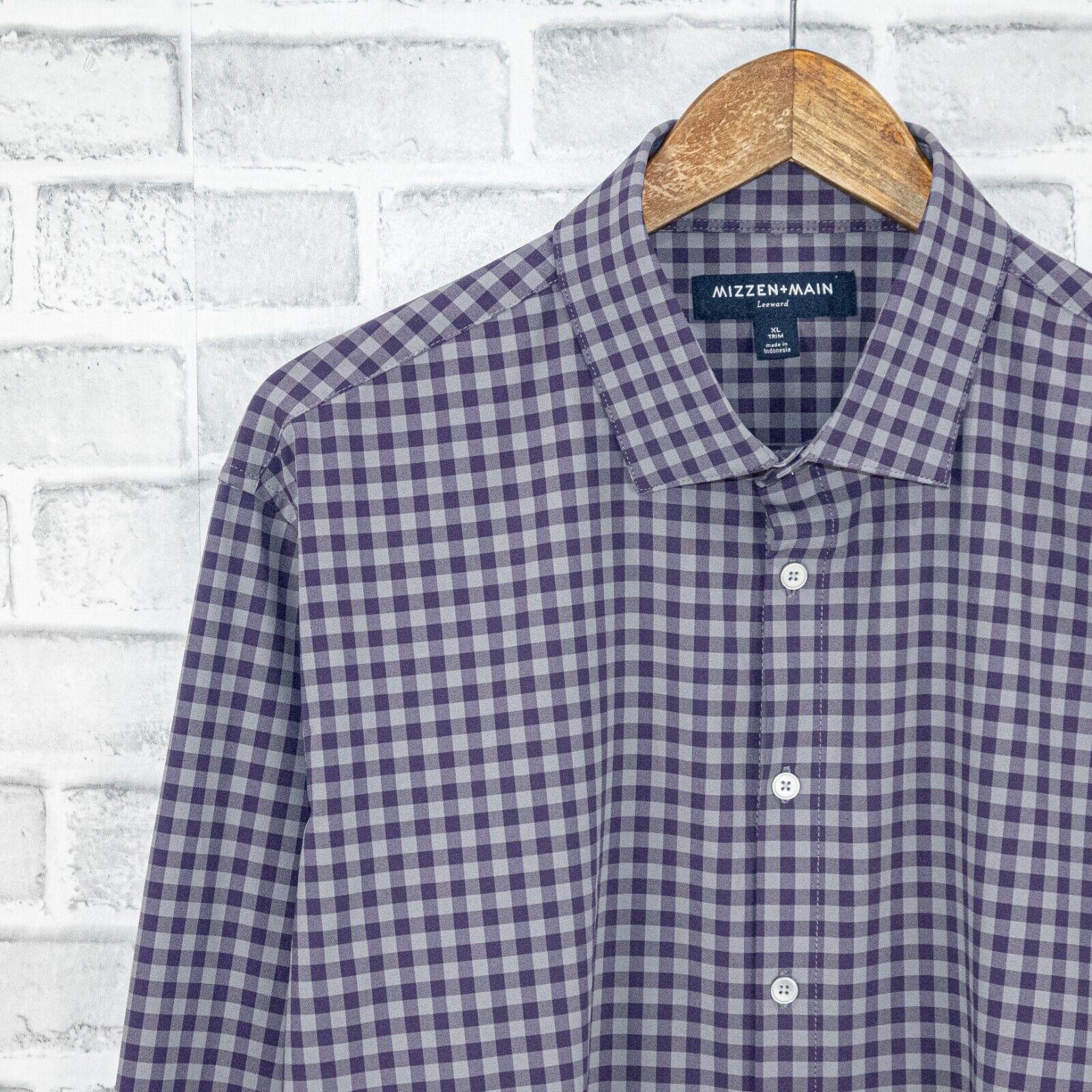 Mizzen+Main MIZZEN + MAIN Trim Fit Button up Shirt in Purple Gingham Size US XL / EU 56 / 4 - 5 Thumbnail