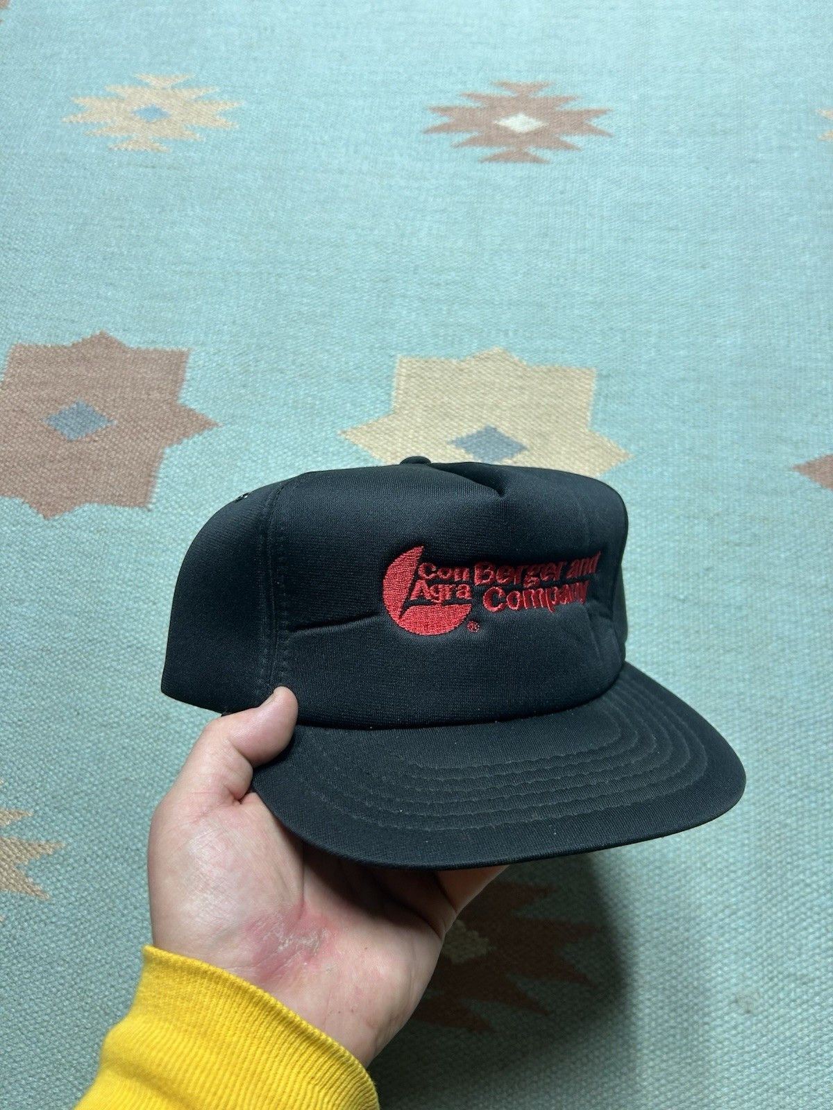 Vintage Vtg SnapBack hat con Agra Berger and company farm black red Size ONE SIZE - 1 Thumbnail