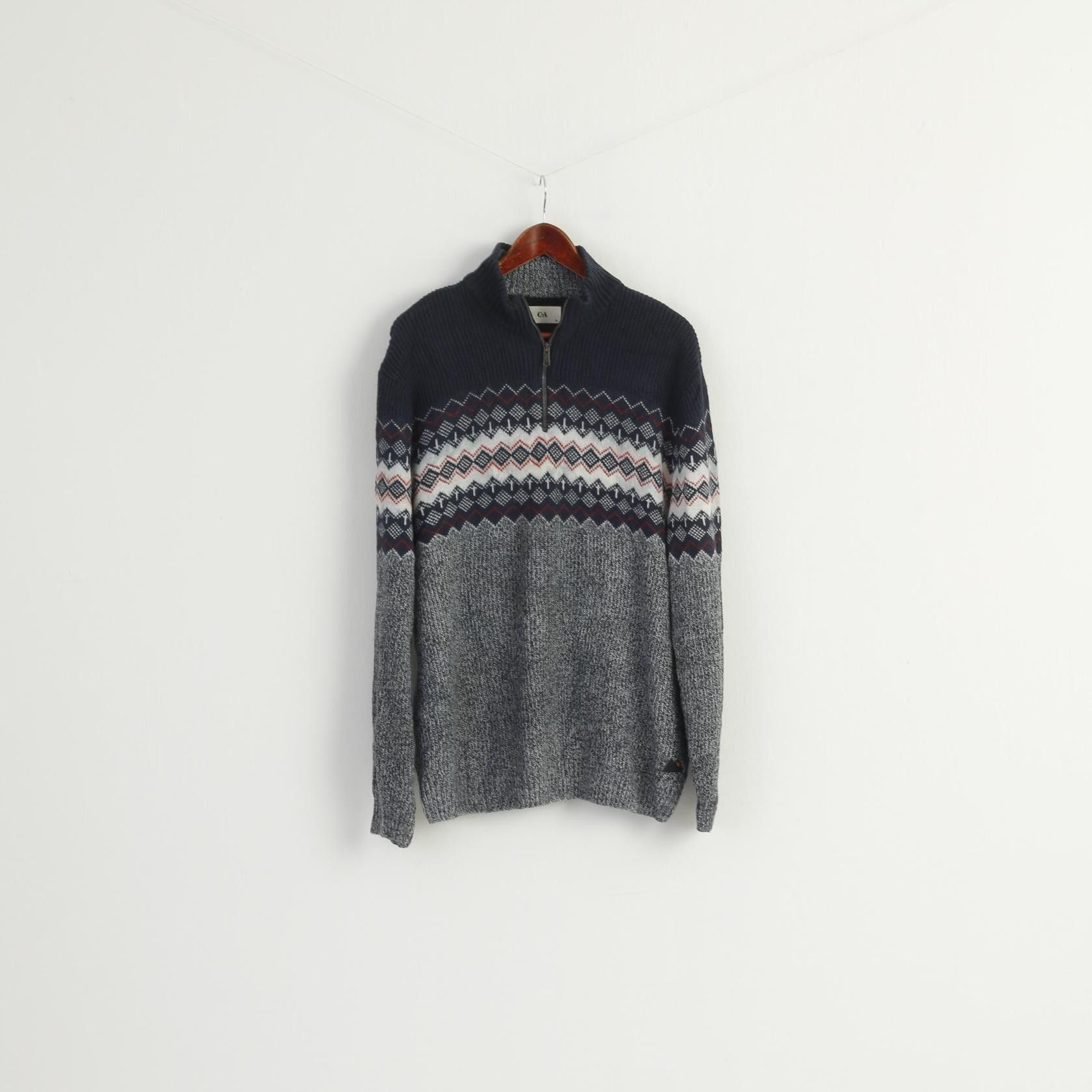 C&A C&A Men XL Jumper Navy Cotton Zip Neck 9696 Size US XL / EU 56 / 4 - 1 Thumbnail