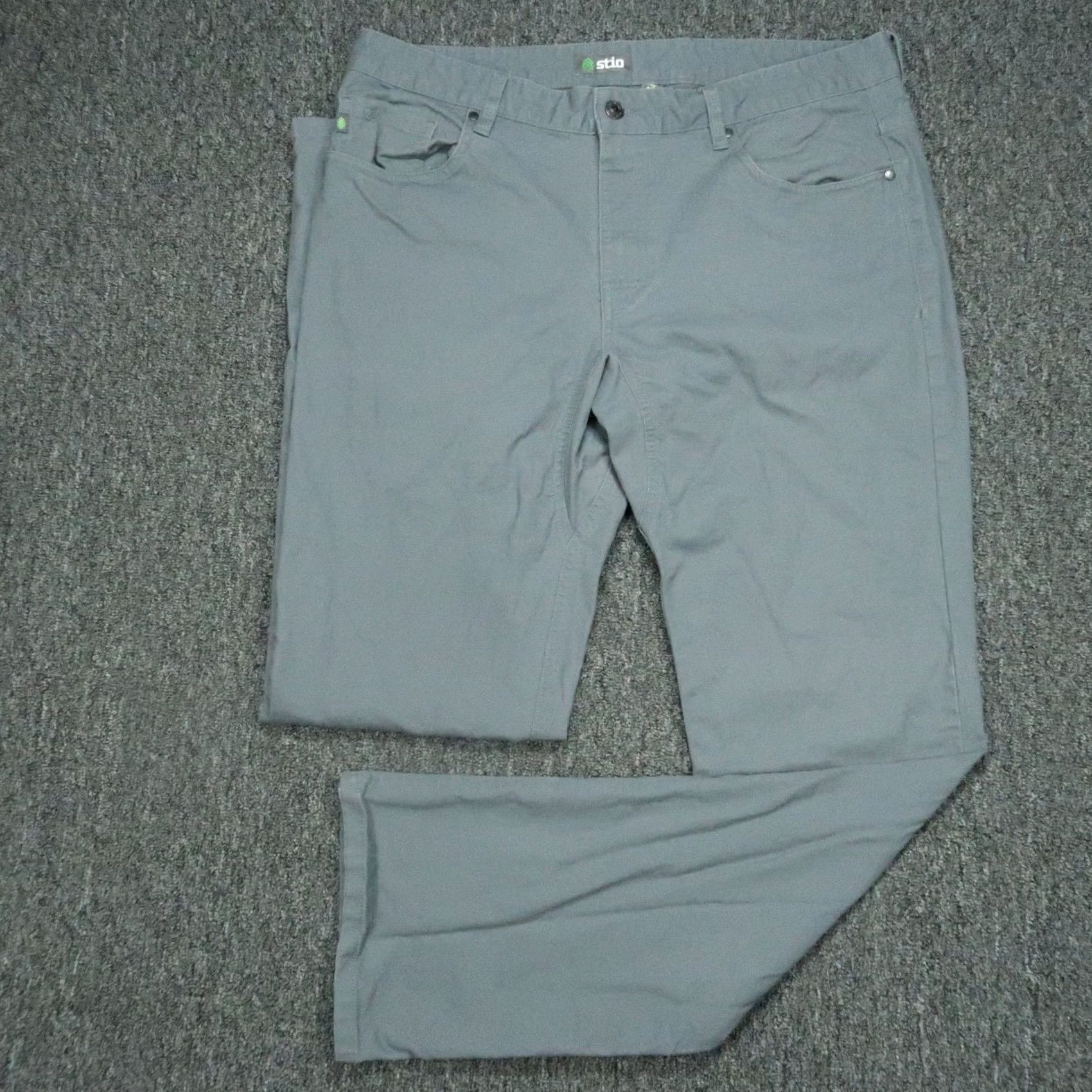 Vintage Stio Pants Mens 36x34 Gray Blue Rivet Canvas Organic Cotton 5 Pocket Hiking Pants, Chino, Regular, 34 Inseam, Straight Leg, Button Zip, 6 Size US 36 / EU 52 - 2 Thumbnail