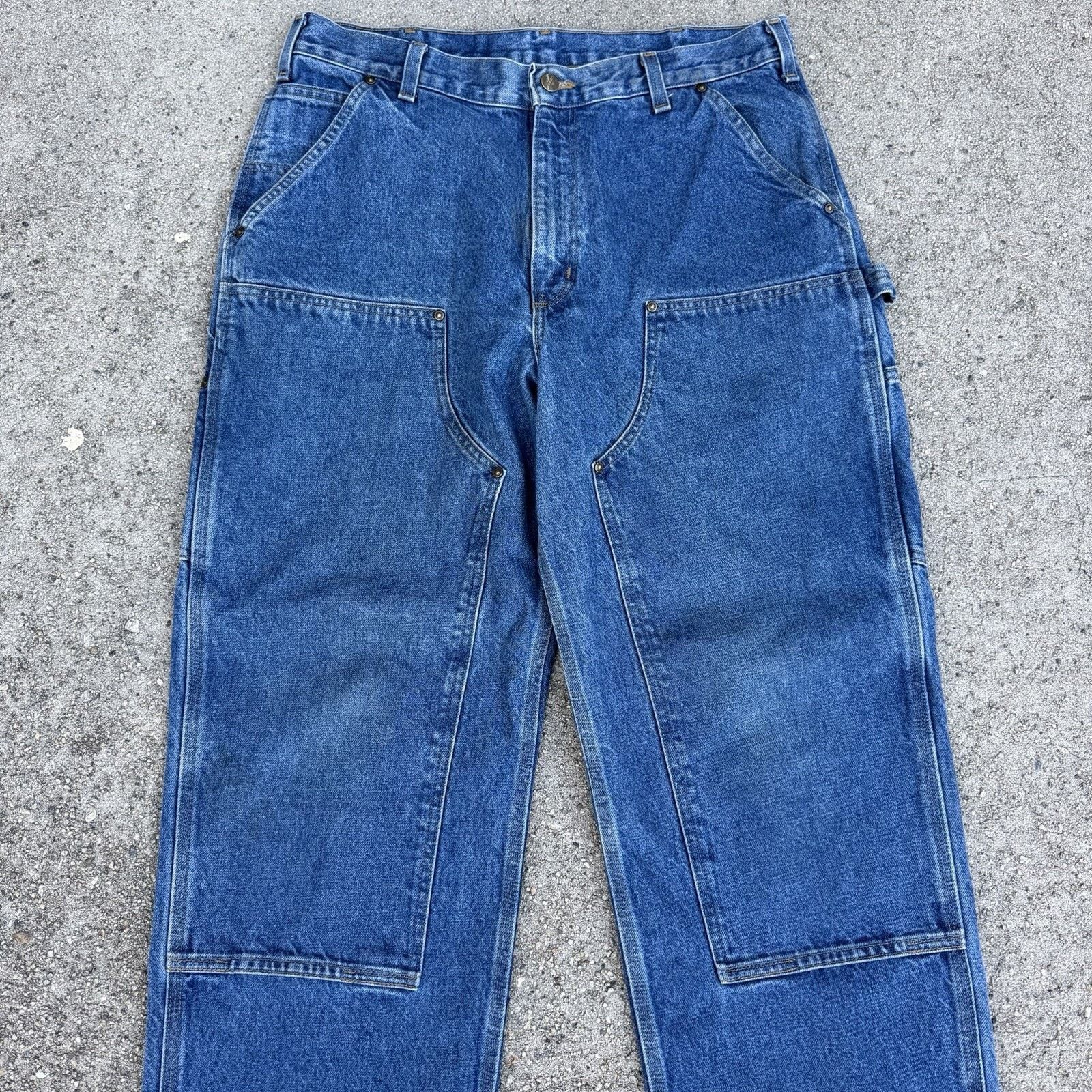 Carhartt × Vintage Vintage Carhartt Denim Double Knee Carpenter Pants 36x30 Size US 36 / EU 52 - 2 Thumbnail