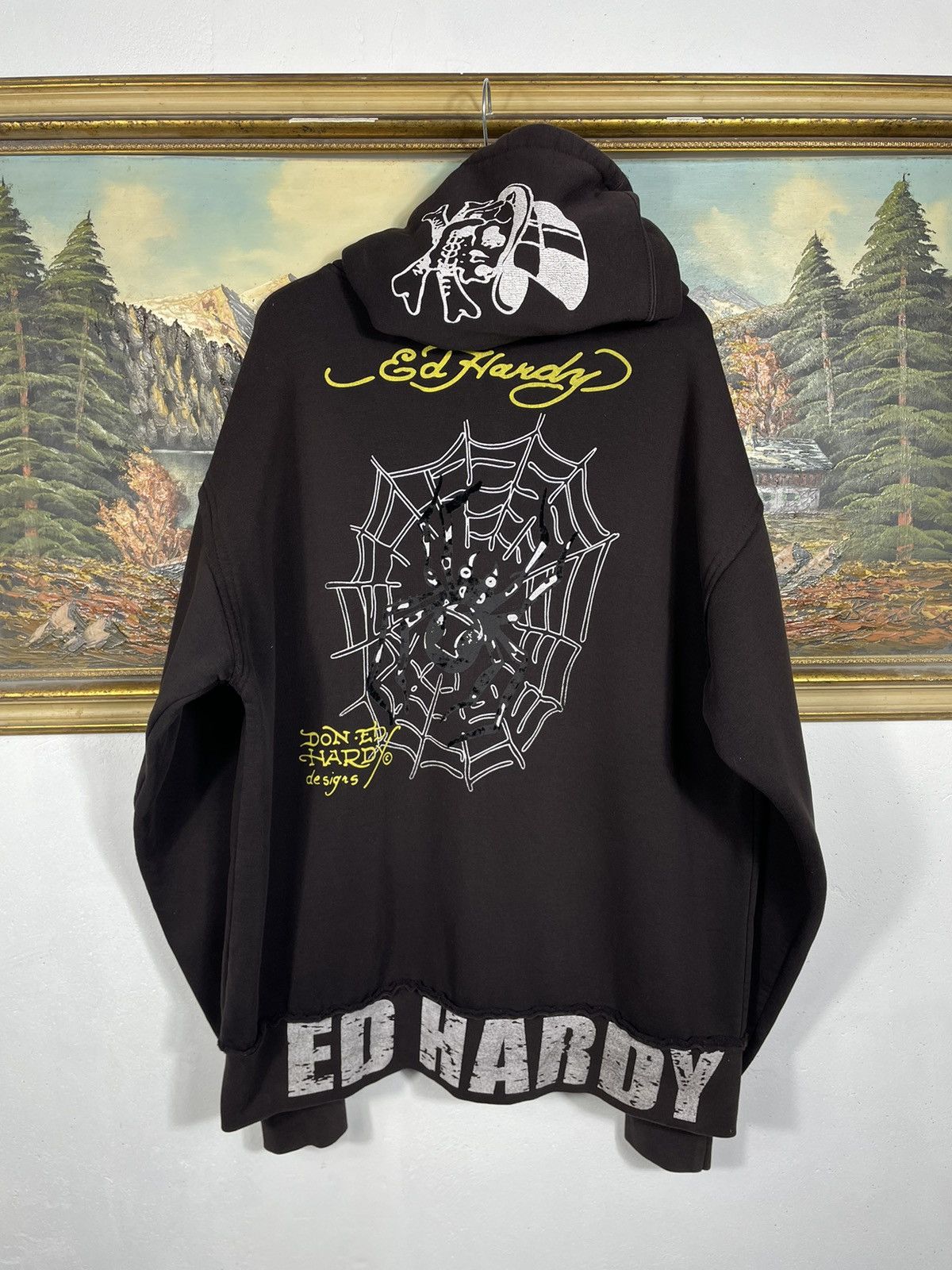 Christian Audigier Ed Hardy Retro 00s Hoodie With Crystals Affliction Grunge Size US XXL / EU 58 / 5 - 7 Thumbnail