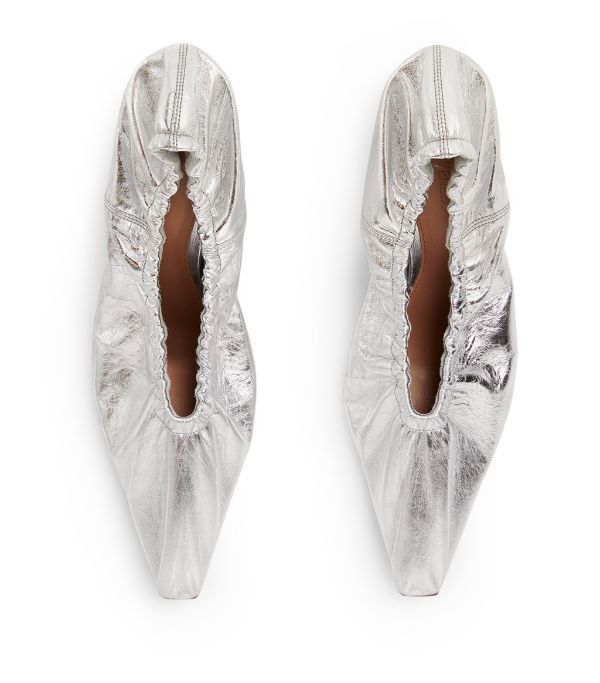 Bottega Veneta o1loc1c0824 651356 Leather Almond Pumps in Silver Size US 7 / IT 37 - 2 Thumbnail